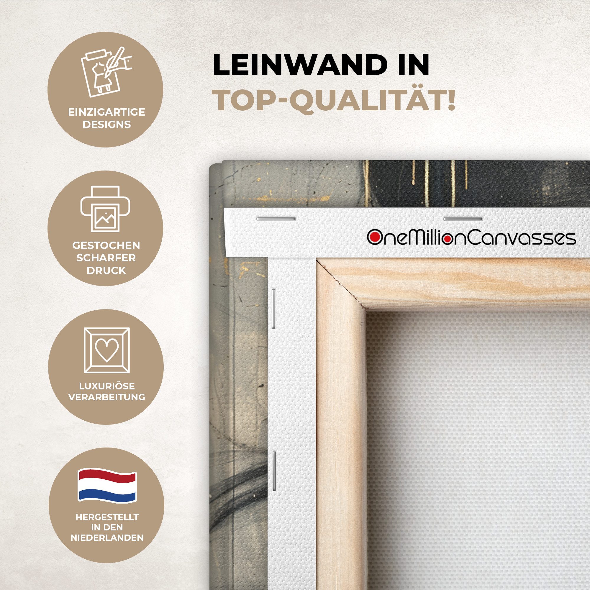 OneMillionCanvasses® Leinwandbild Frau - Kunst - Gold - Abstrakt - Glamour, Fotodruck (1 St), Wandbild, Deko Schlafzimmer Wohnzimmer Flur 20x20 cm