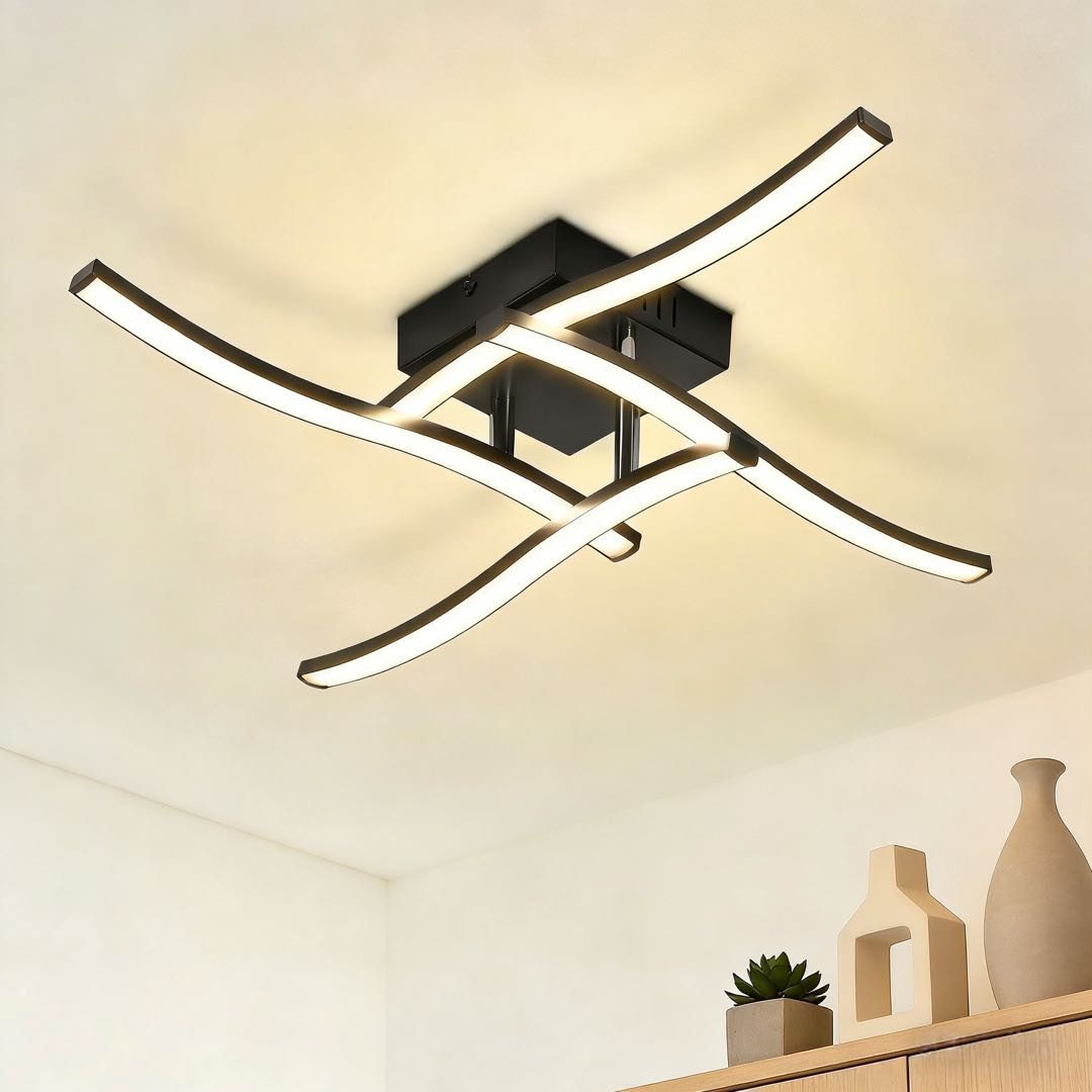 Nettlife LED Deckenleuchte Flur Schwarz Modern 6W Deckenseinbauleuchte 3000K Warmweiß, LED fest integriert, Warmweiß, Schlafzimmerlampe Warmweiß LED Deckenbeleuchtung für Küche Flur