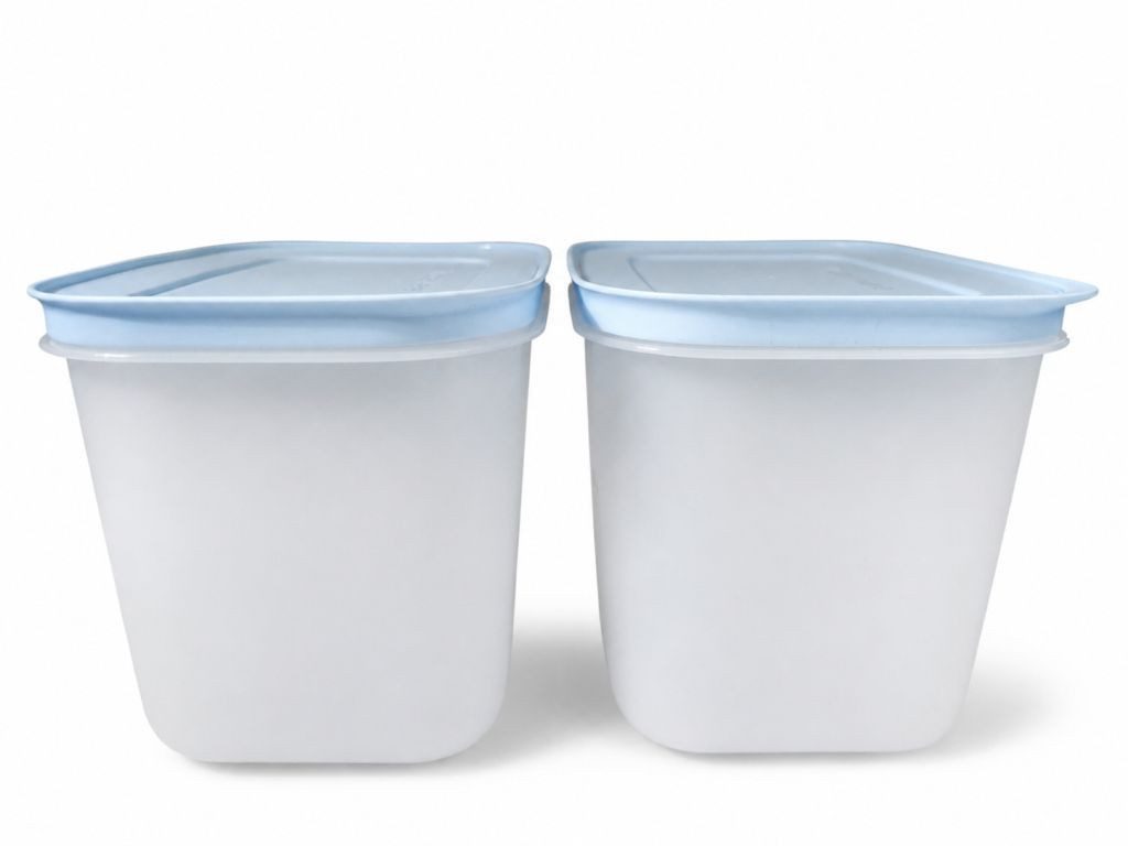 TUPPERWARE Gefrier-Behälter 1,1 L weiß-blau hoch (2), Bonboniere, Schüttdose