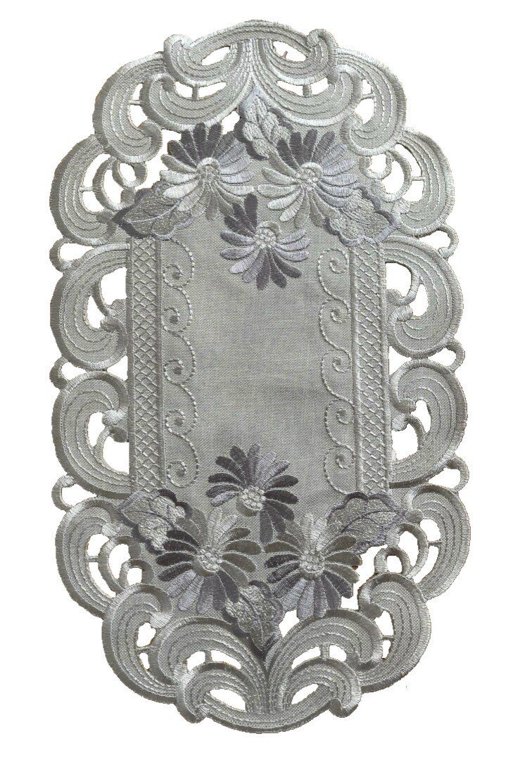 Westernlifestyle Tischdecke Blumen silber / grau Tischläufer Tischdecke – Bild 2 von 2
