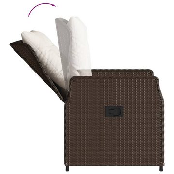 vidaXL Garten-Essgruppe 5-tlg. Garten-Essgruppe mit Kissen Braun Poly Rattan, (5-tlg)