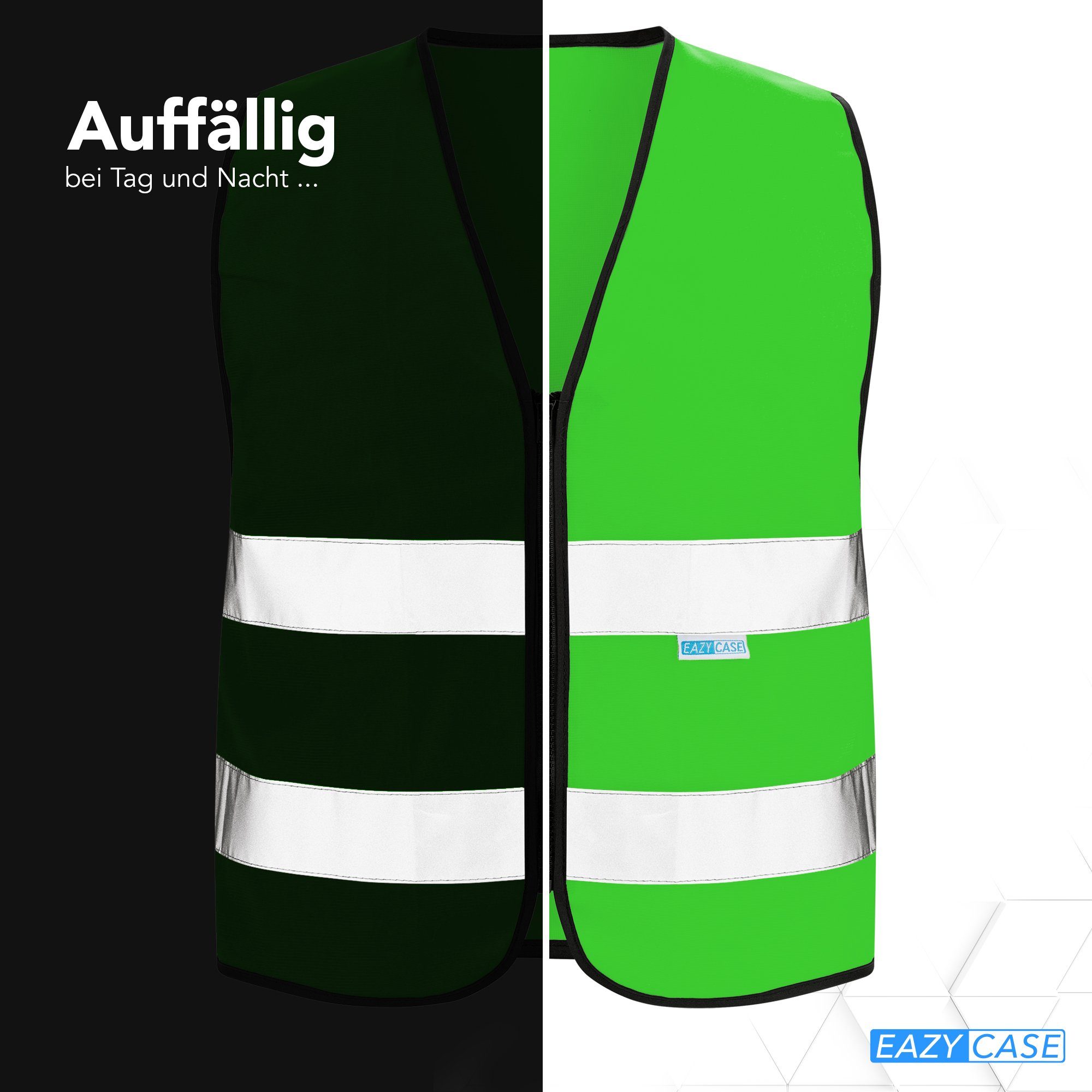 EAZY CASE Warnweste Kinder Warnweste Reißverschluss Kinder Reflektorweste Atmungsaktive leuchtende Warnweste, Größe S Grün