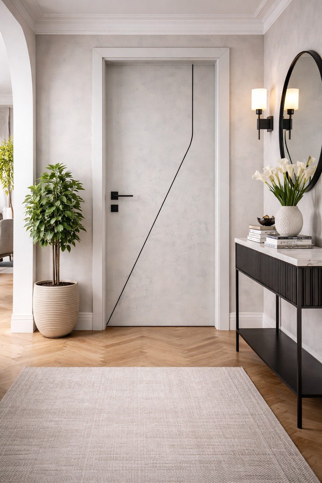 Xlmoebel Zimmertür Graue Holzwerktür - Stilvolle PVC-Haustür für Luxuswohnungen (1-St., Sofa 3 Sitzer), Made in Europa