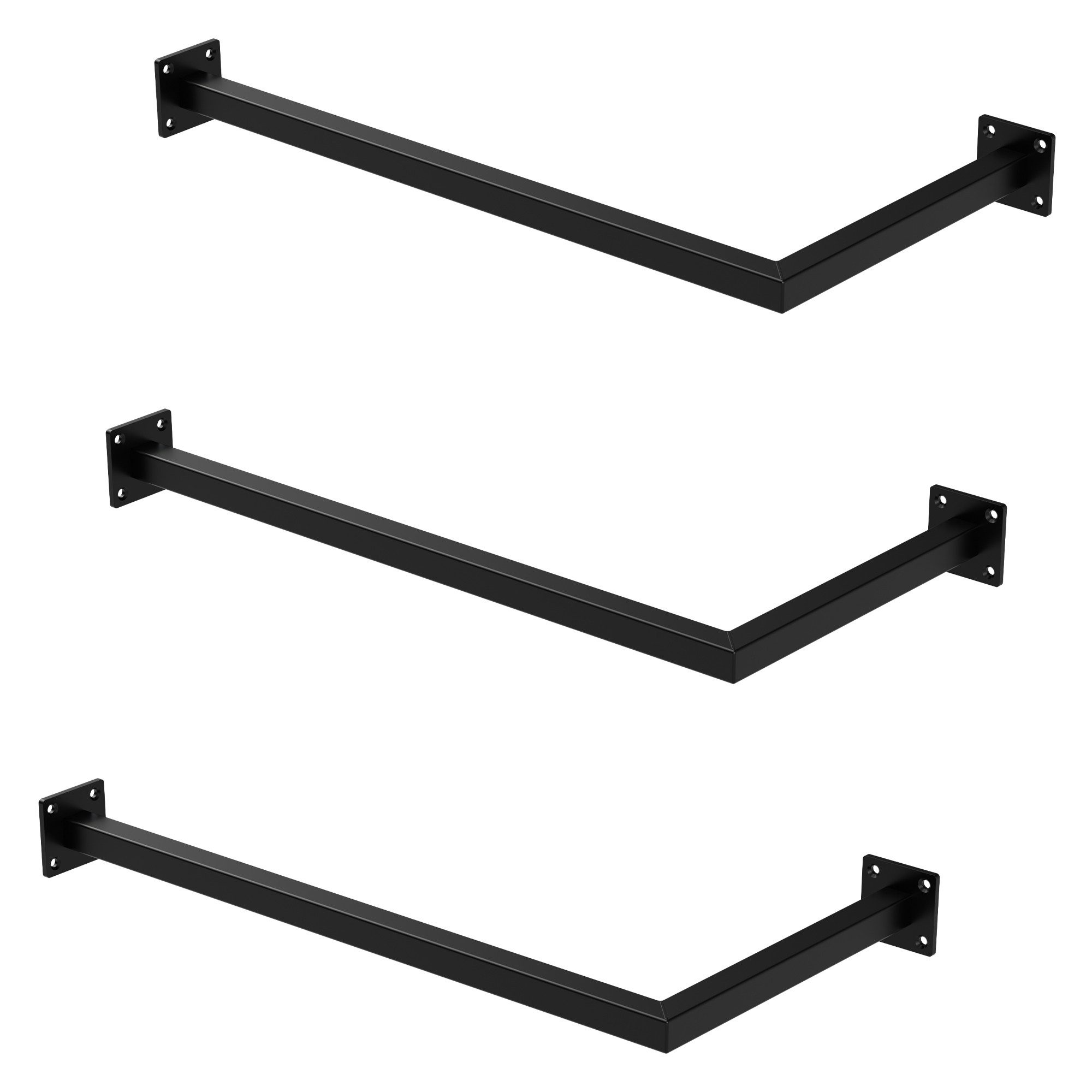 ML-DESIGN Kleiderstange Kleiderständer Übereck für die Wand aus Stahl rostfrei L-Form (3 St), Garderobenstange 60x30cm Schwarz L-Form Kleiderständer Kleidergestell