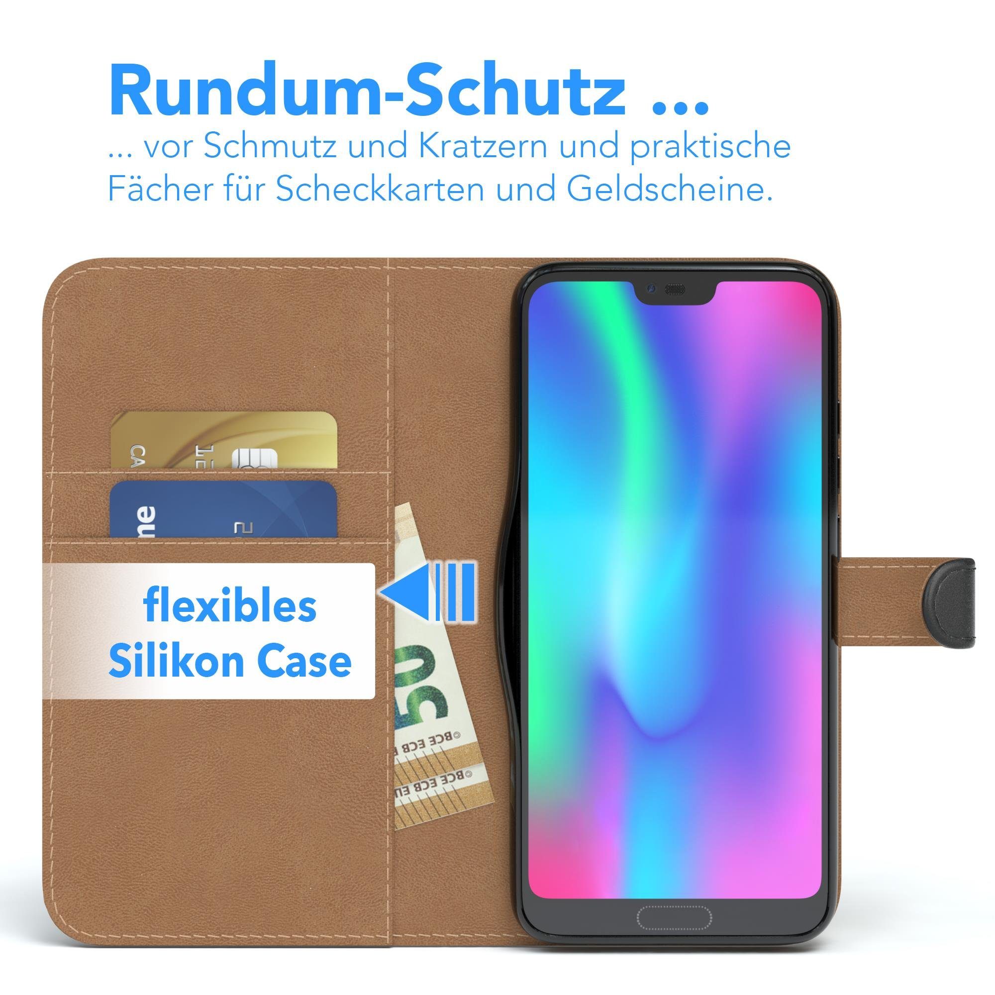 EAZY CASE Handyhülle Uni Bookstyle für Honor 10 5,84 Zoll, Schutzhülle mit Standfunktion Kartenfach Handytasche aufklappbar Etui