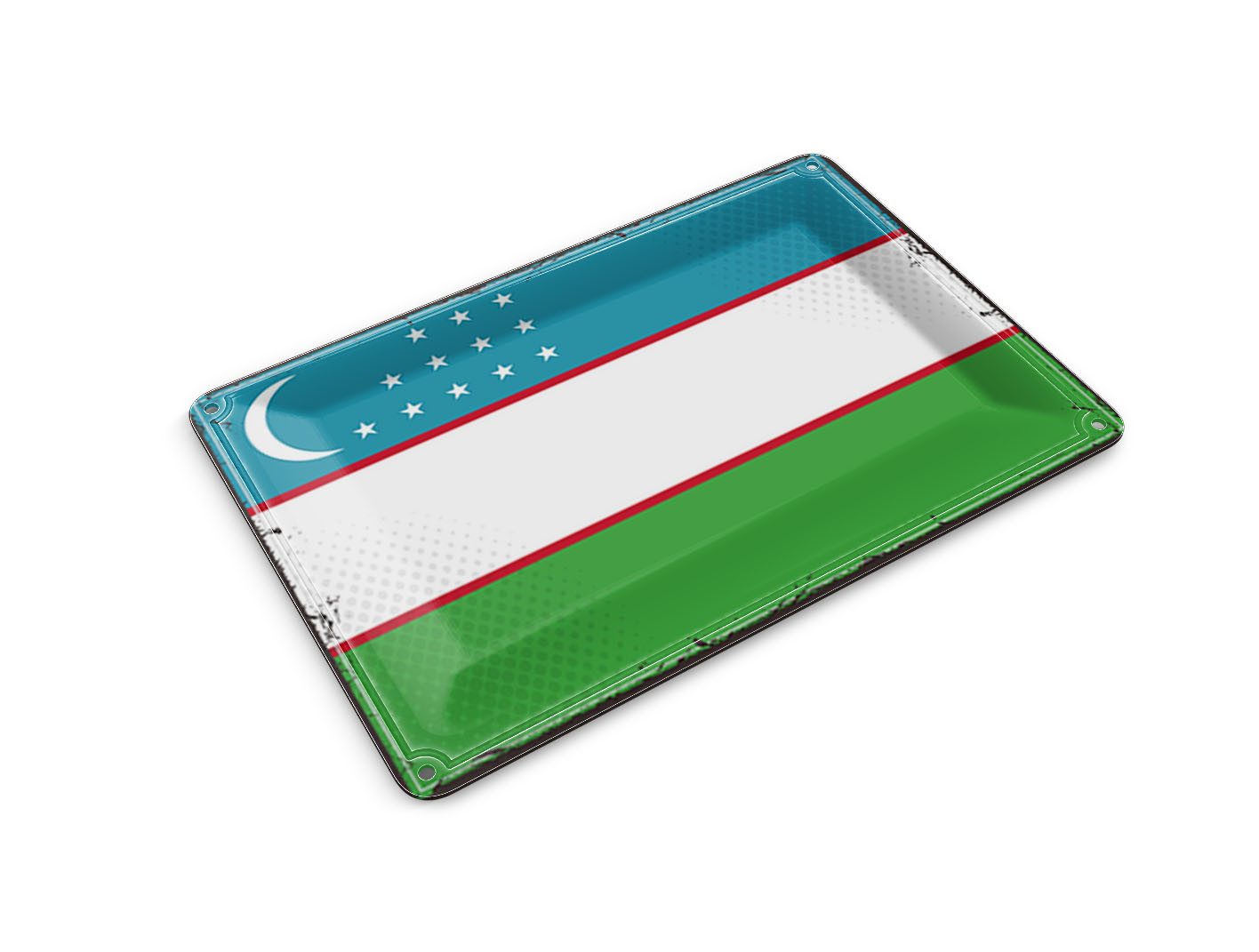 Femer GmbH Postkarte Flagge Usbekistans 14x10 cm Retro Uzbekistan, unfrankiert