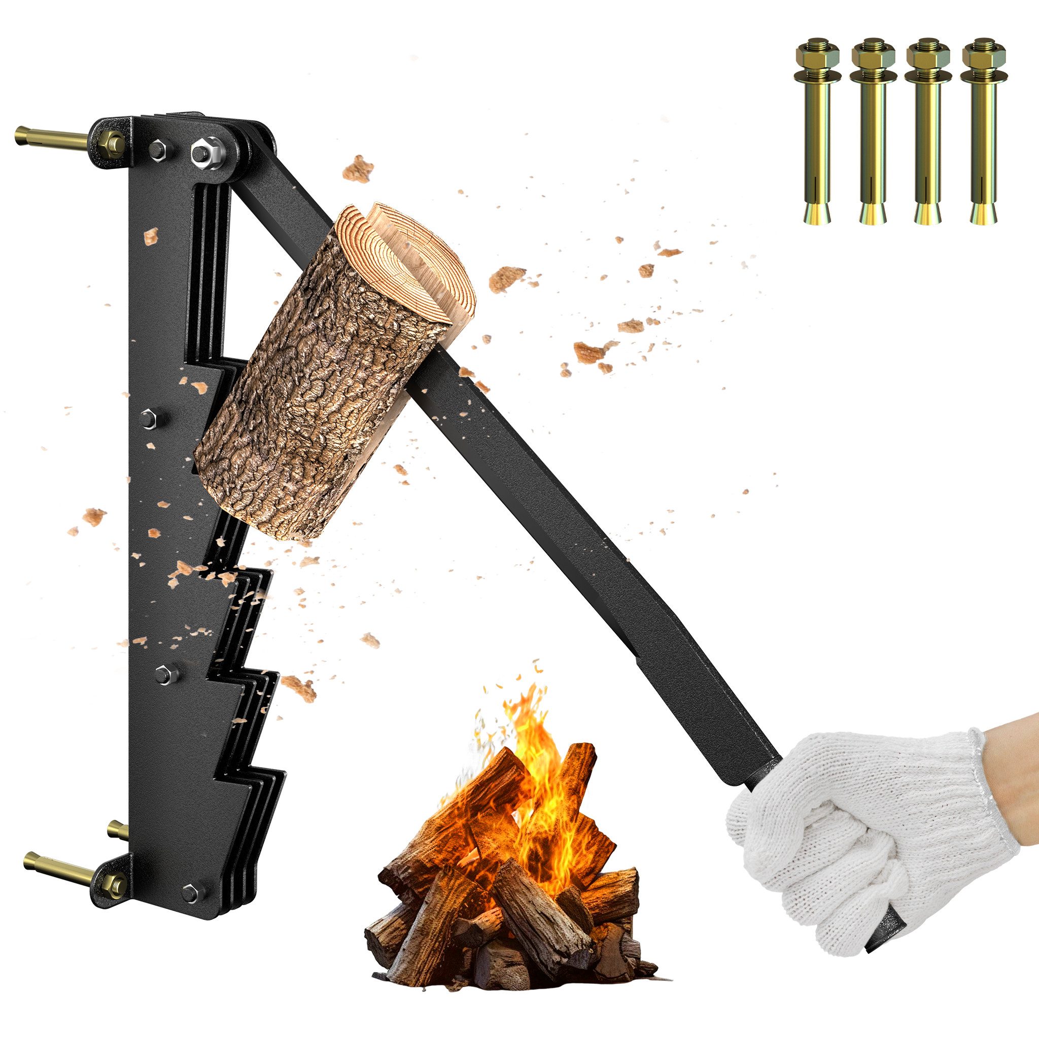 FIVMEN Holzspalter Handholzspalter mit Holzgriff Gusseisen Manuell Brennholzspalter, für Anzündholz, Kaminholz Wood Splitter zum Holzspalten Indoor Outdoor
