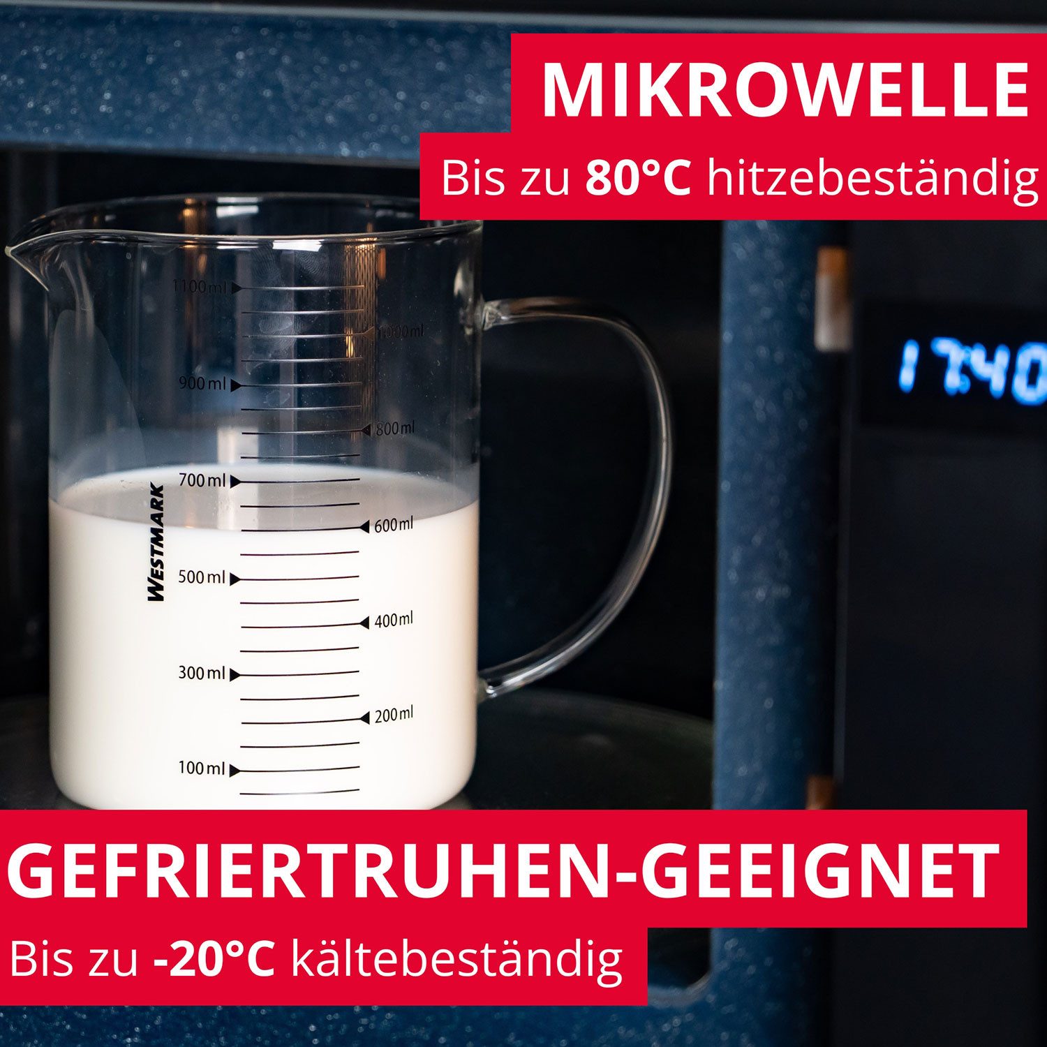 WESTMARK Messbecher aus Glas – mikrowellengeeignet, temperaturbeständig, 0,5 Liter, Glas
