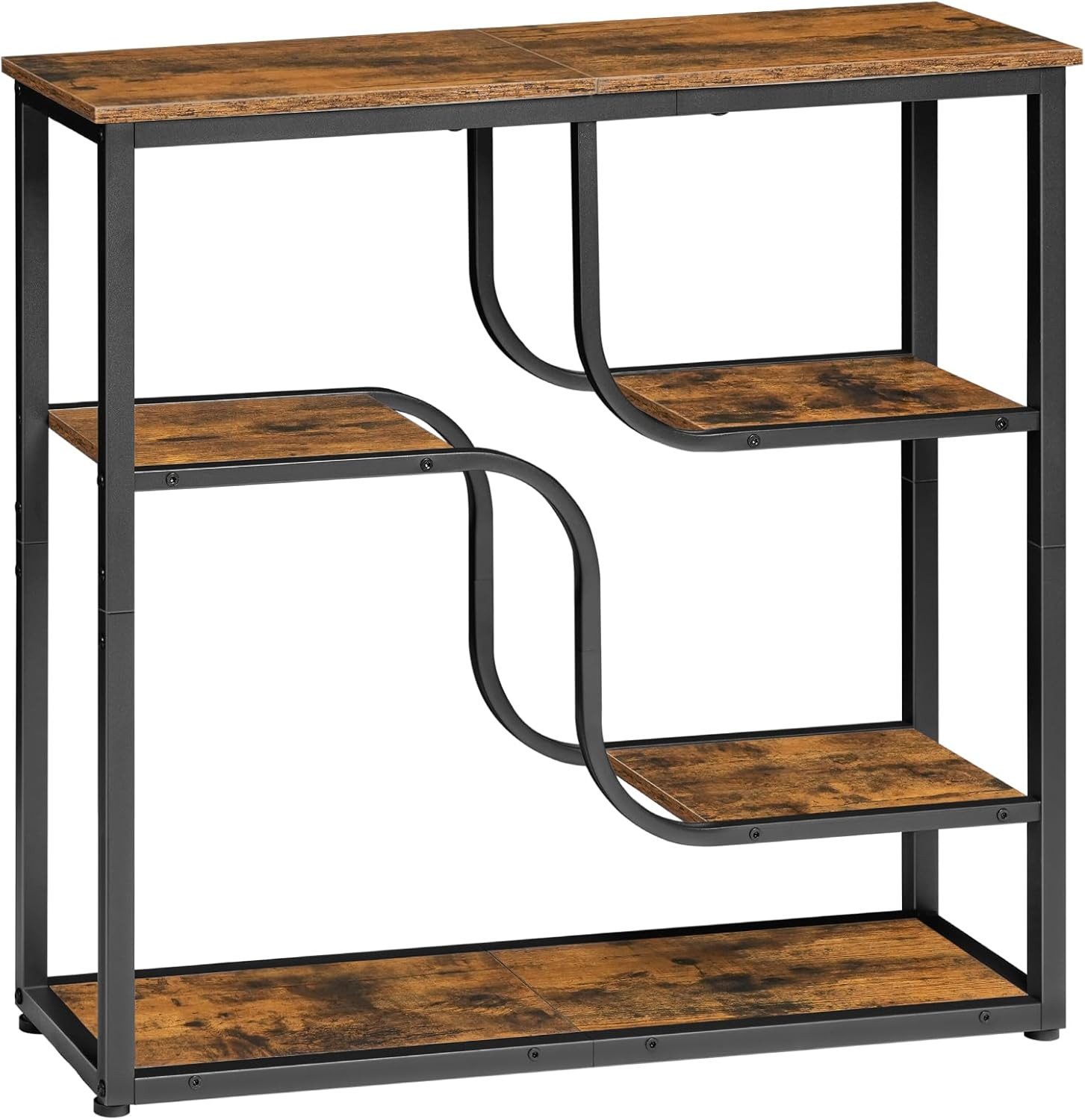 Hoobro Konsolentisch Schmaler Konsolentisch mit 5 Ebenen, Flurtisch, Sofatisch Metallrahmen (1-teilig), Schmale Bauweise, 5 gestaffelte Ebenen, platzsparendes Design