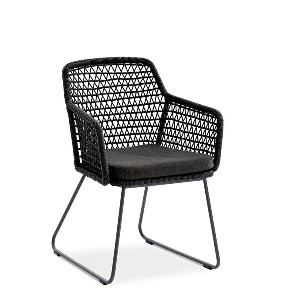 Natur24 Gartenstuhl Gartenstuhl Kubux 60x63 Kordelflechtung Grau Gestell Anthrazit Kissen