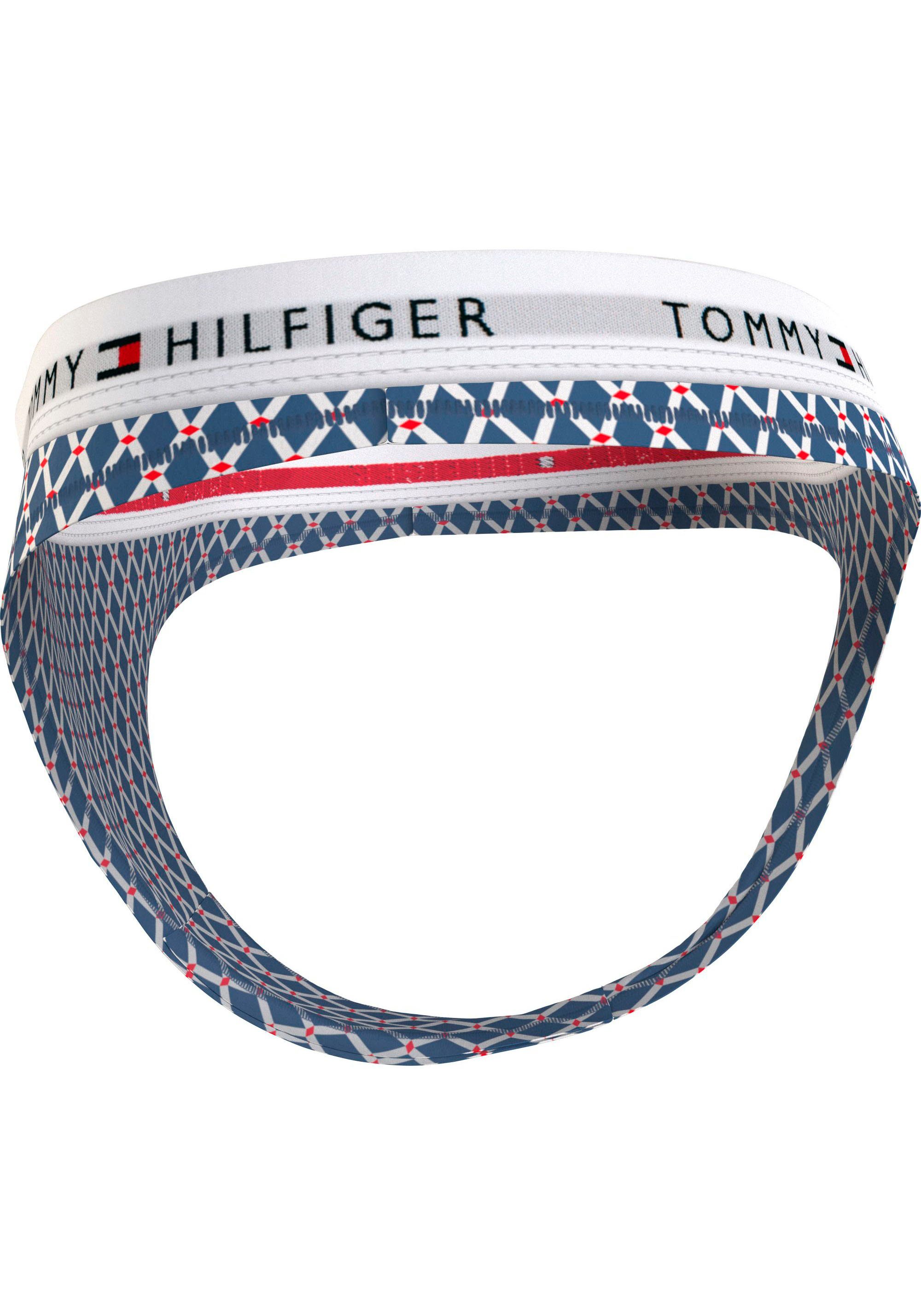 Logoschriftzug Underwear THONG mit PRINT Tommy blau T-String Hilfiger bedr