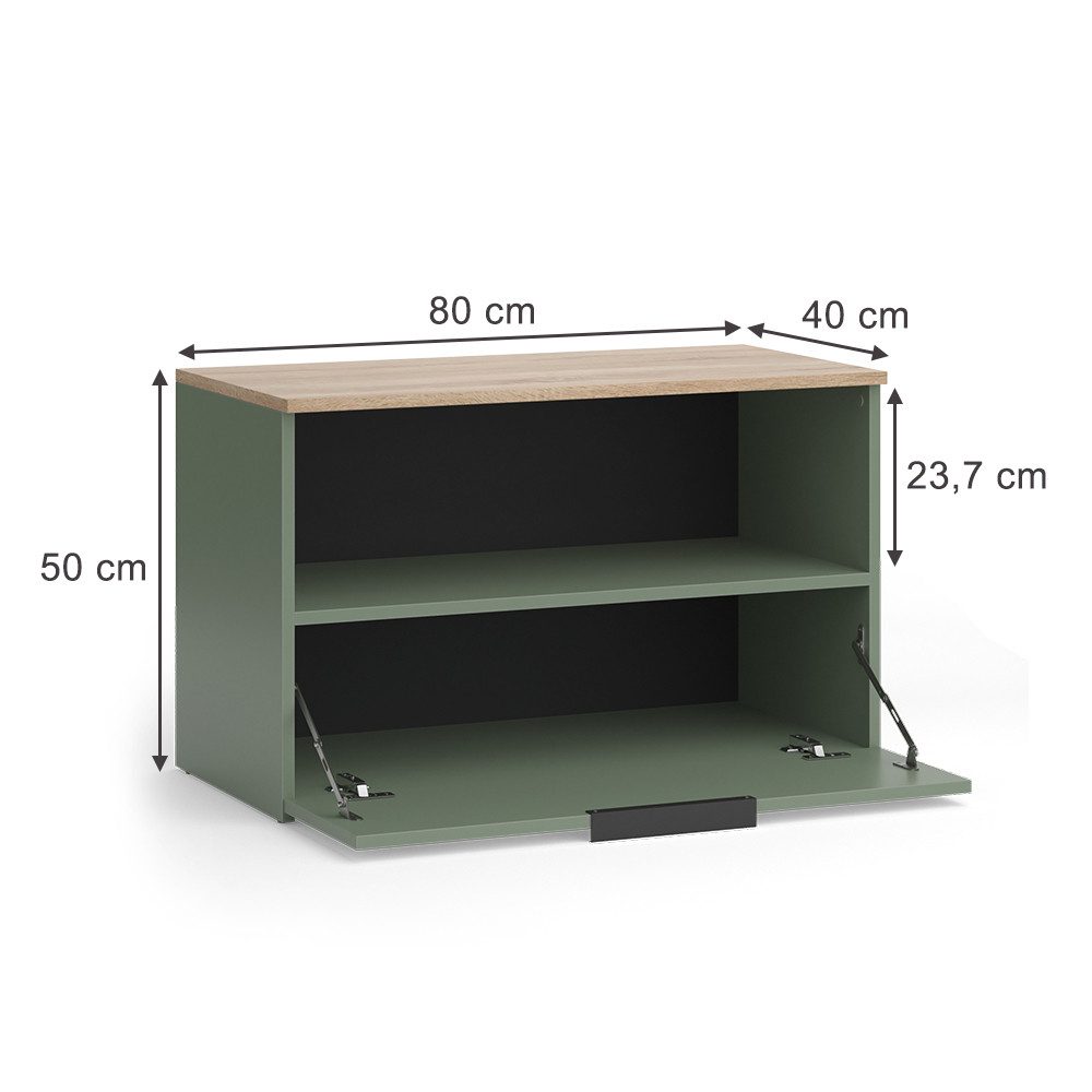 Vicco Highboard Wido, Grün/Sonoma, 80 x 50 cm mit 1 geschlossenem Fach günstig online kaufen