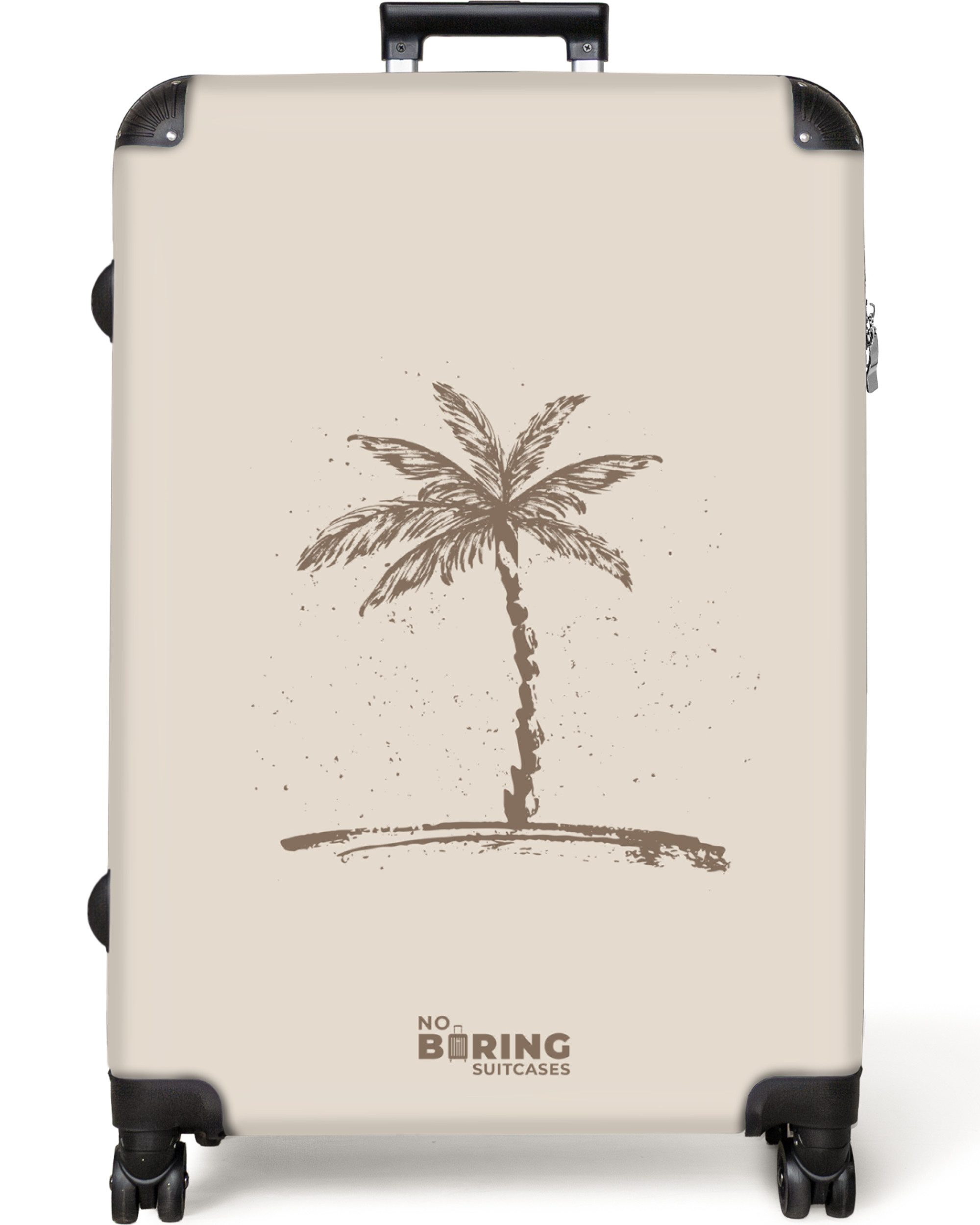 NoBoringSuitcases.com© Hartschalen-Trolley Beige mit brauner Palme günstig online kaufen