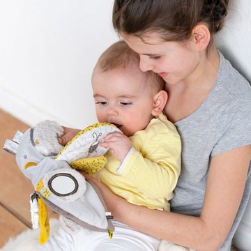 Fehn Greifspielzeug Australia, Stoffbuch, mit Ring zur Befestigung an Kinderwagen, Babyschale oder Bett