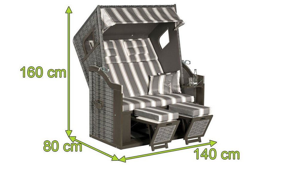 SunnySmart Strandkorb Rustikal 205 Z Comfort XL, BxTxH: 0x0x0 cm, Rustikal  205 Z Comfort XL