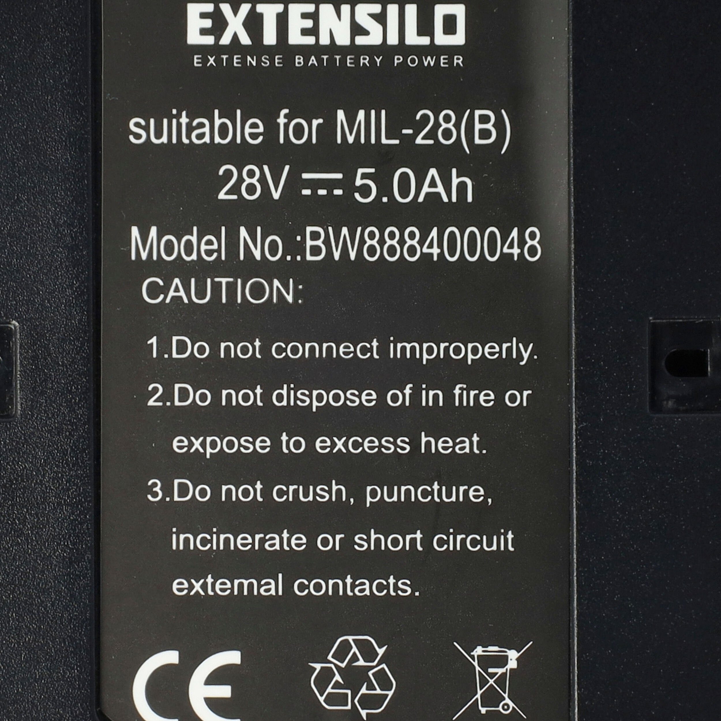 Extensilo (28 Akku SG MS, V28 mAh V28 SX, V28 V28 PD, Milwaukee V28 kompatibel VC, 5000 Li-Ion V) mit