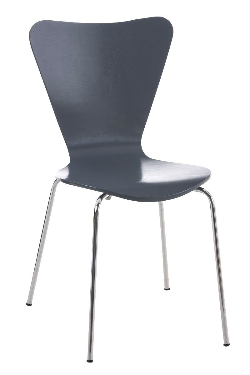 Calisso Gestell: Besucherstuhl - Metall chrom geformter - mit Messestuhl), Sitzfläche Warteraumstuhl Holz Sitzfläche: - (Besprechungsstuhl Konferenzstuhl TPFLiving grau - ergonomisch