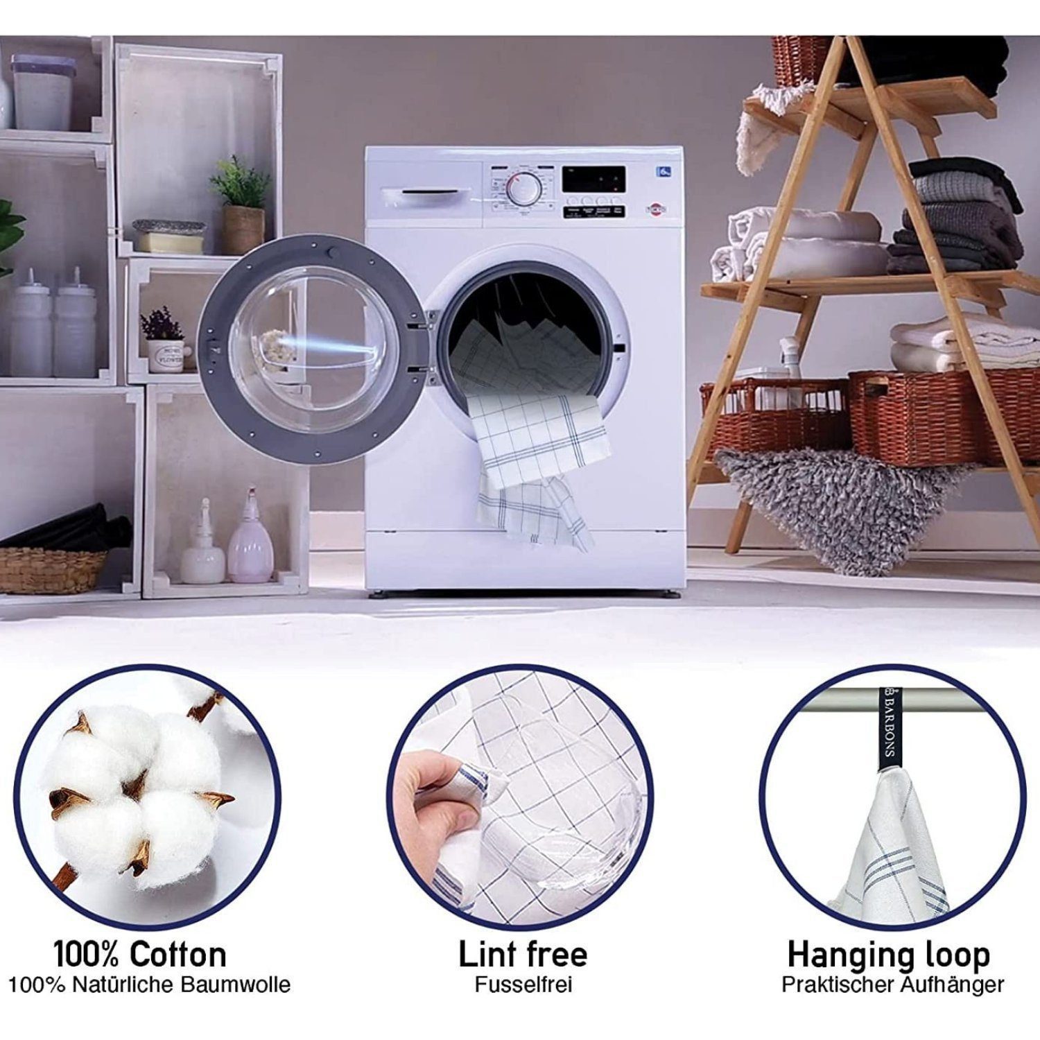 ALARA HOME Geschirrtuch Geschirrtücher Baumwolle Allzweck Tücher Küchentücher Trockentuch, (10 er, 10-tlg, Größe 50x70 cm), Geschirrhandtücher, Premium Qualität, 100% Baumwolle, Schwarz