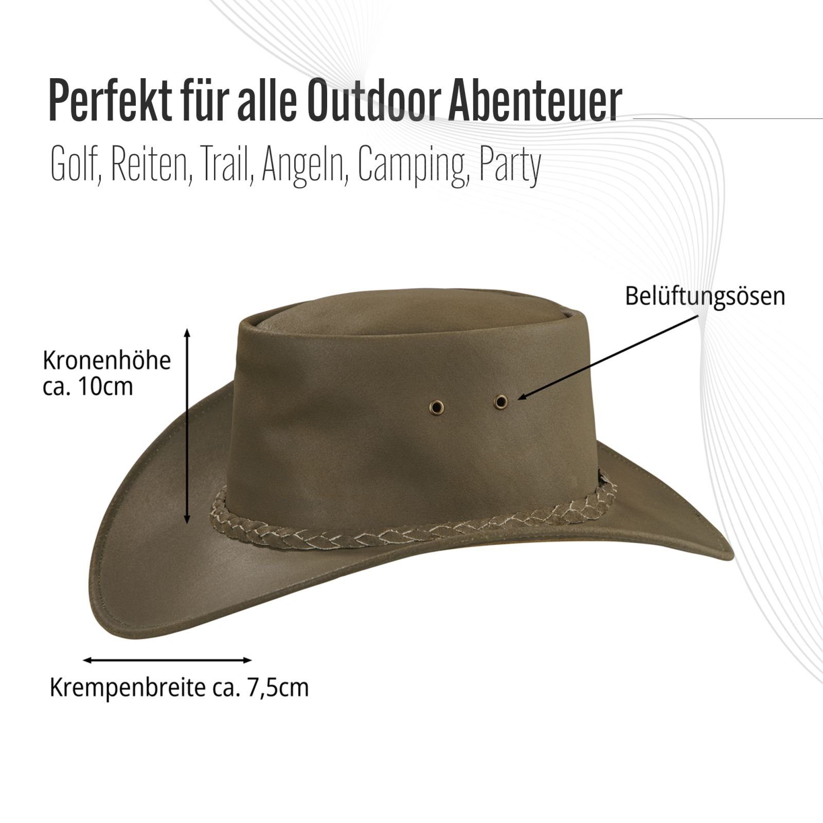 Leder Unisex MELBOURNE Größe Hunter Western Cowboy L FOX Green Cowboyhut Wickel Hut FOREST BLACK