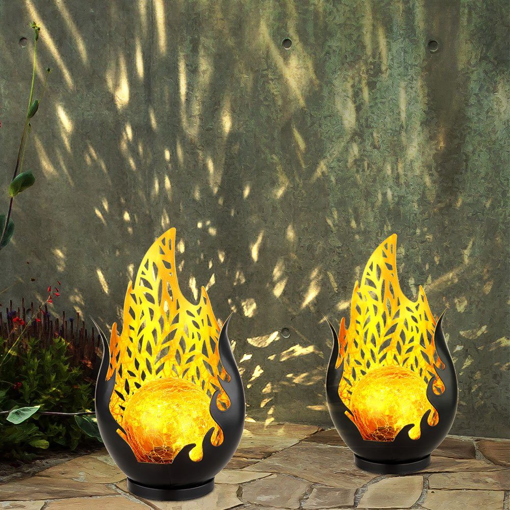 Außenlampe Globo Gartenleuchte Flamme Warmweiß, Solarleuchte, Lotusblume Leuchtmittel LED inklusive, Solarlampe LED