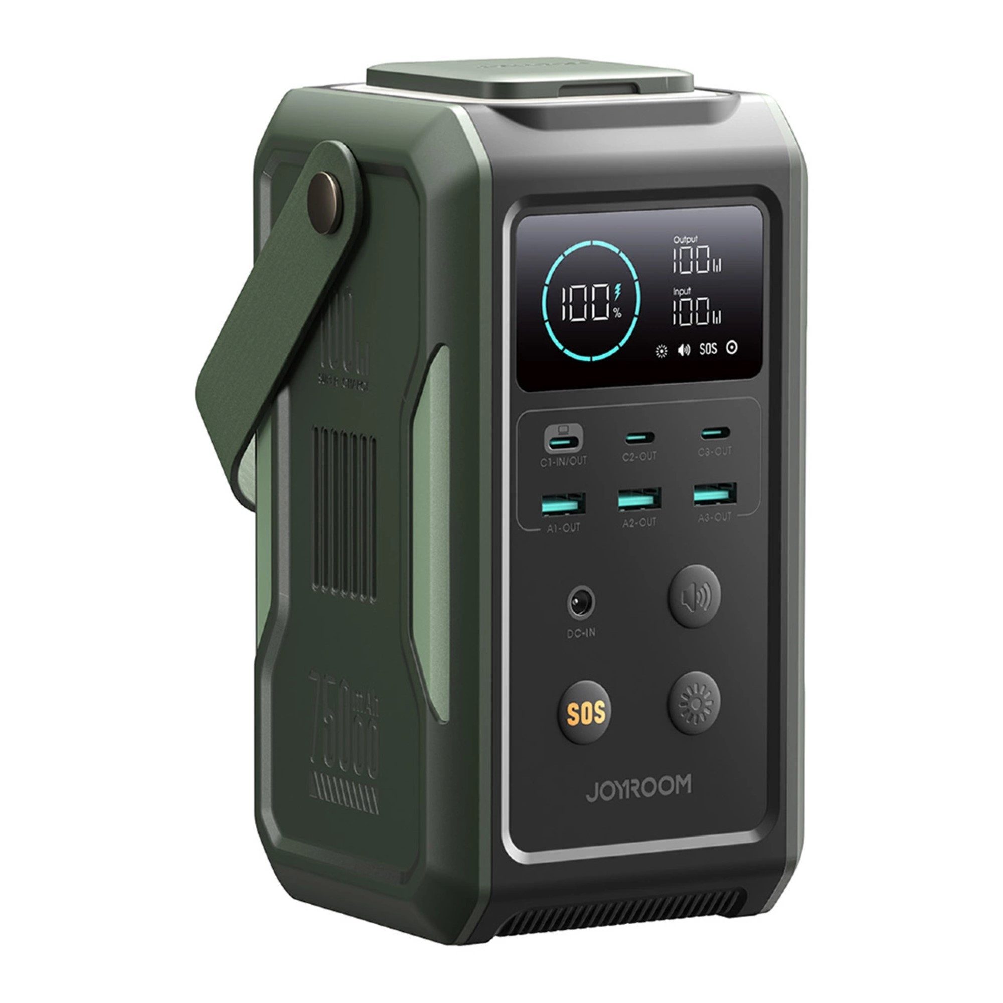 JOYROOM 75000mAh 100W 3x USB-C 3x USB-A mit faltbarer Taschenlampe und Griff Powerbank 75000 mAh