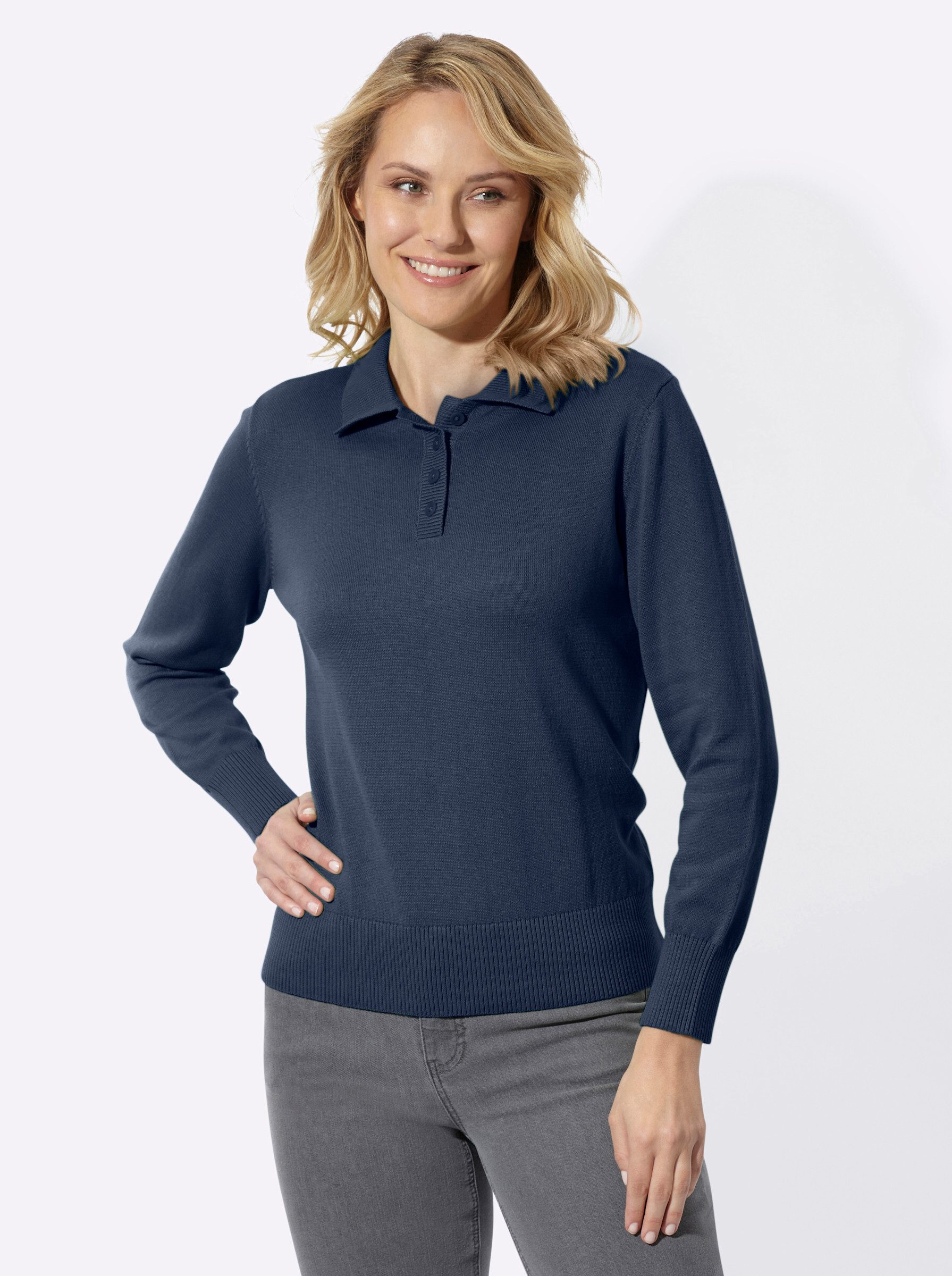 Sieh an! Strickpullover Polopullover Langarm Jersey
