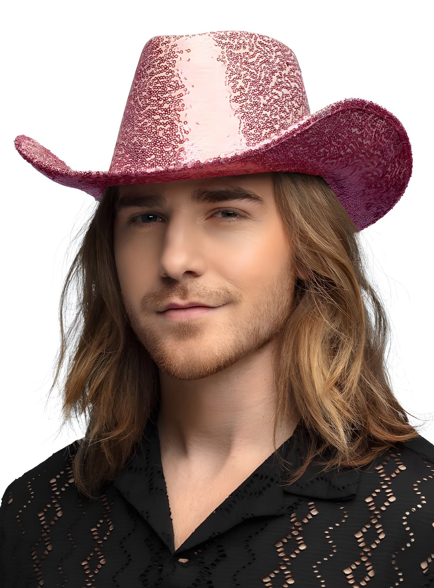Boland Kostüm Cowboyhut Glitzer Rodeo rosa, Für den glanzvollen Ritt zum nächsten Festival!