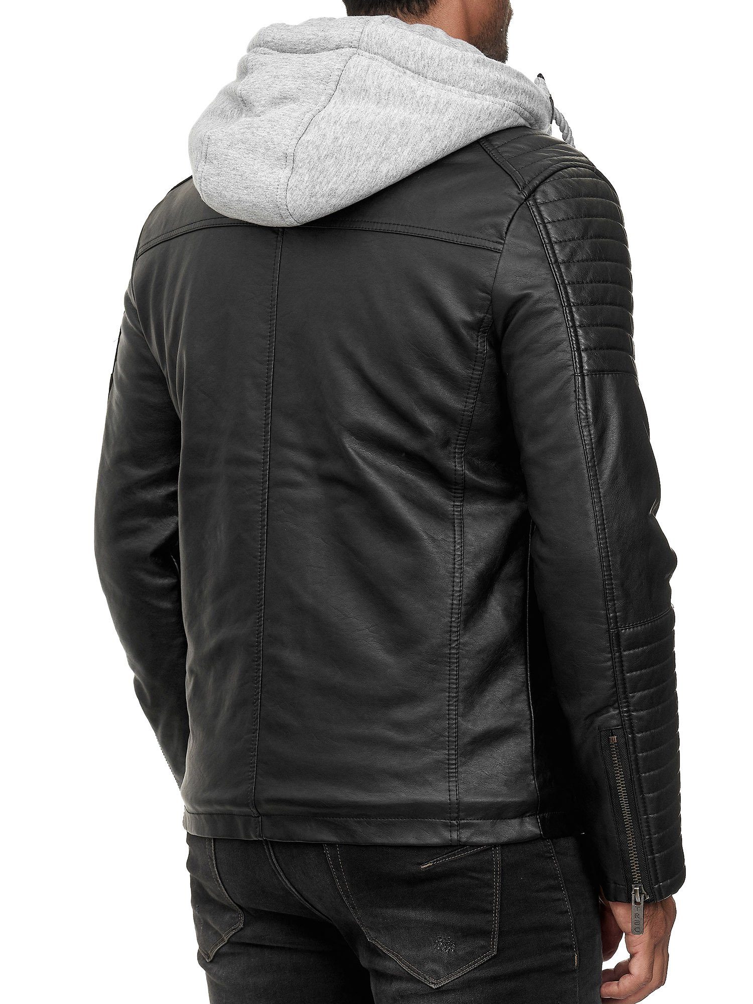 RedBridge Lederimitatjacke Kunstleder Bikerjacke mit Sweat-Kapuze günstig online kaufen