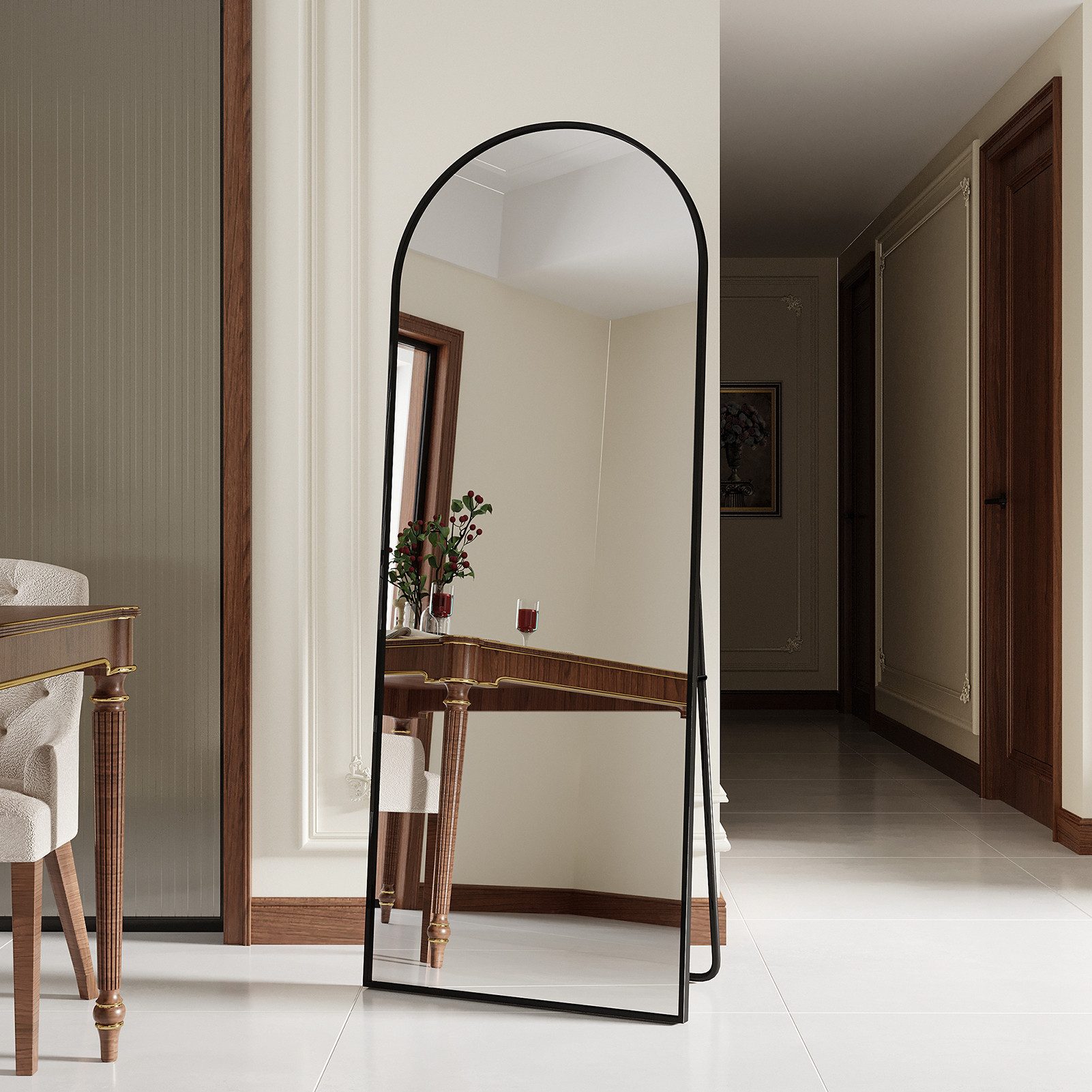 Gdood Spiegel Groß Rahmen Rundbogen Ganzkörperspiegel Dekospiegel Garderobe günstig online kaufen