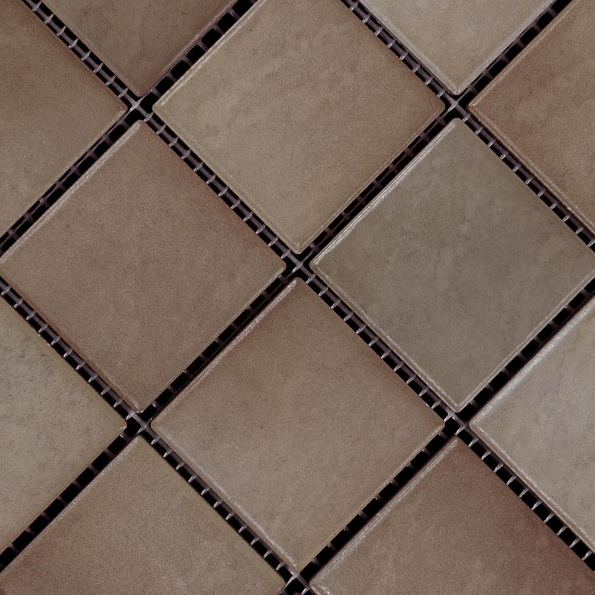 Mosafil Mosaikfliesen Keramikmosaik Fliesen Palazzia, Keramik 29.700x29.700, braun, Verlegefertig auf ein Netz geklebt - Frostsicher - Wasserdicht -