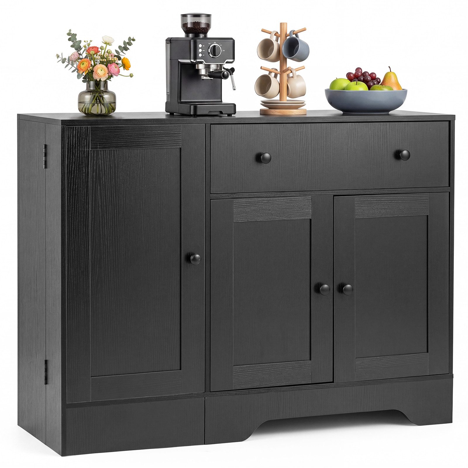 COSTWAY Küchenbuffet Sideboard mit Schublade & Regal auf Rollen 105x40x83 cm