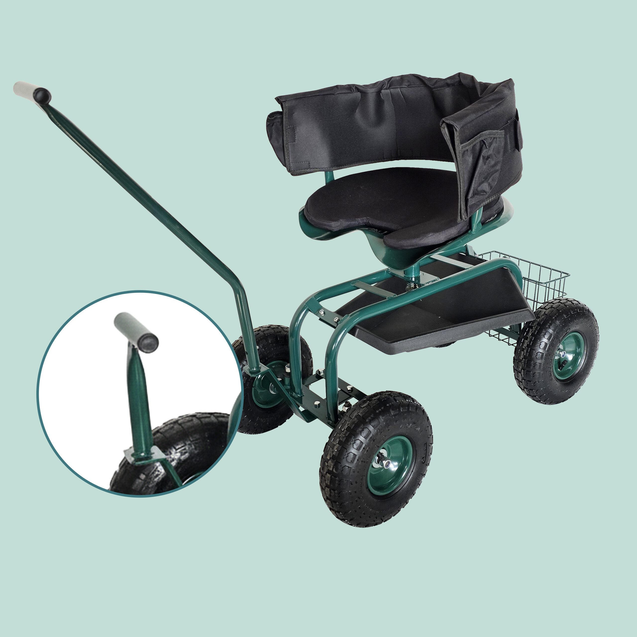relaxdays Rollsitz Fahrbarer Gartensitz mit Stauraum (1 St), grün – Bild 5 von 5