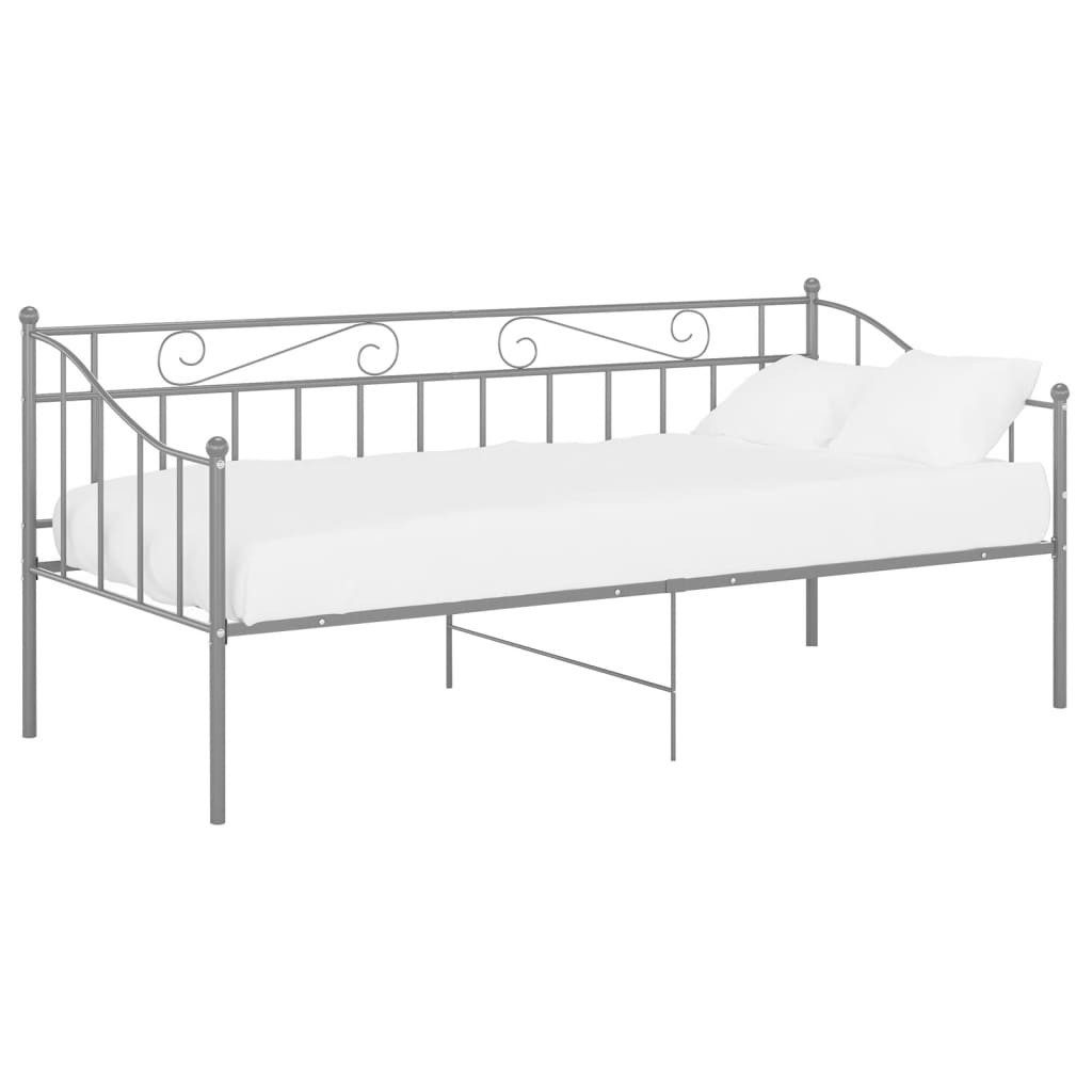 vidaXL Bett Schlafsofa Bettgestell Grau Metall günstig online kaufen