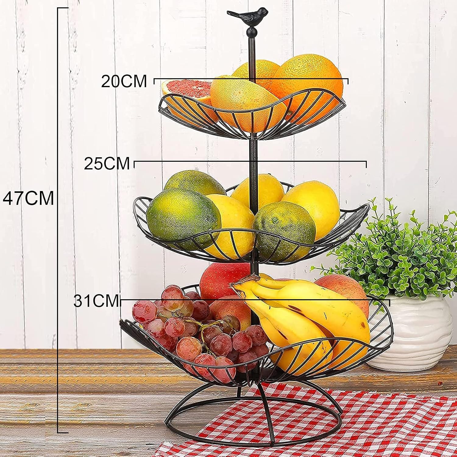 FELIXLEO Obstschale 3 Stöckig Metall Obstkorb Gemüse Etagere 31/25/20cm, (1-tlg)