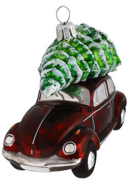 Hamburger Weihnachtskontor Christbaumschmuck VW Käfer weinrot Official Licensed Produkt, Dekohänger - mundgeblasen - handdekoriert