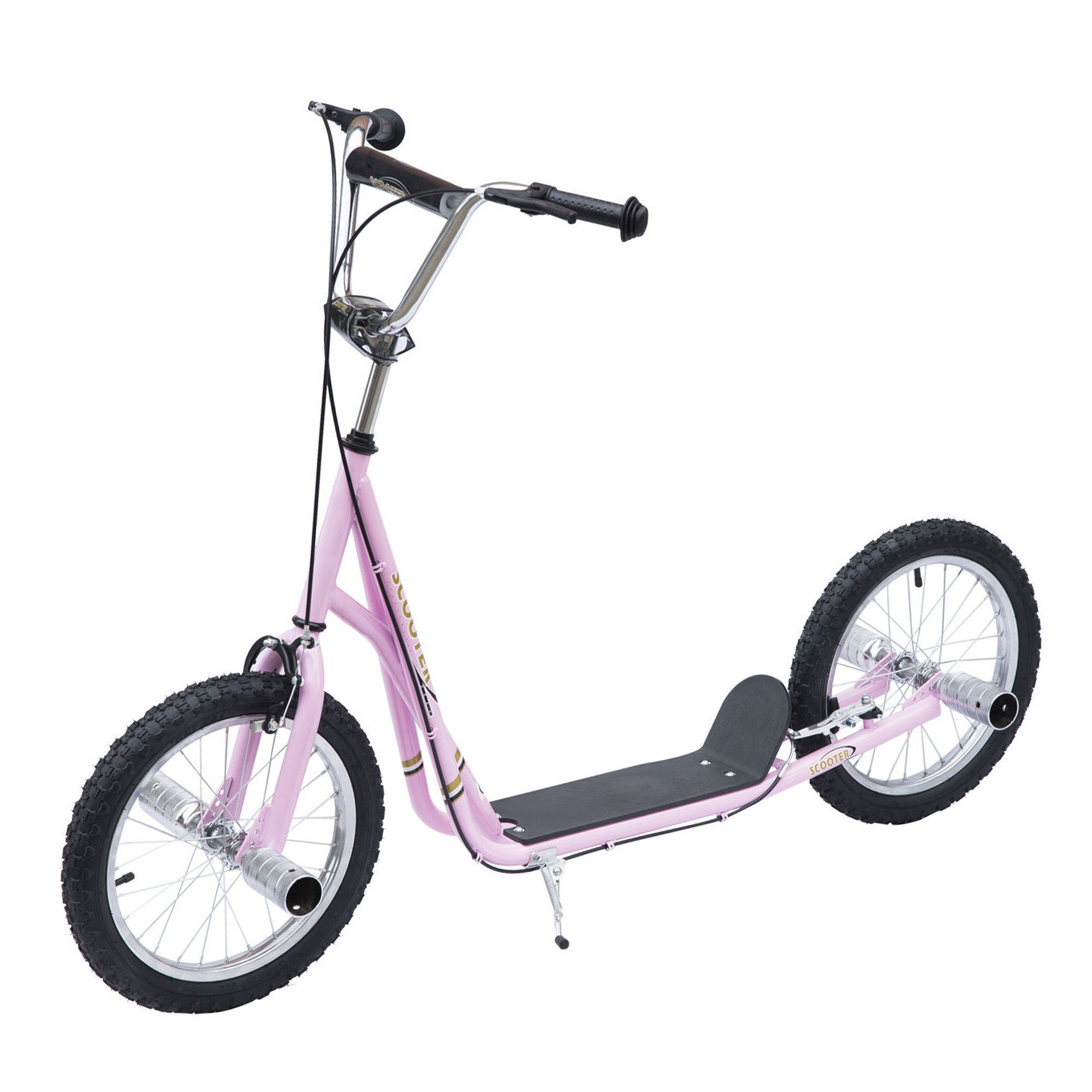HOMCOM Cityroller Kinderroller Scooter mit verstellbarem Lenker, großen Rädern, 0 km/h, (Kickscooter, 1 tlg., Kinderroller), für Garten, Rosa