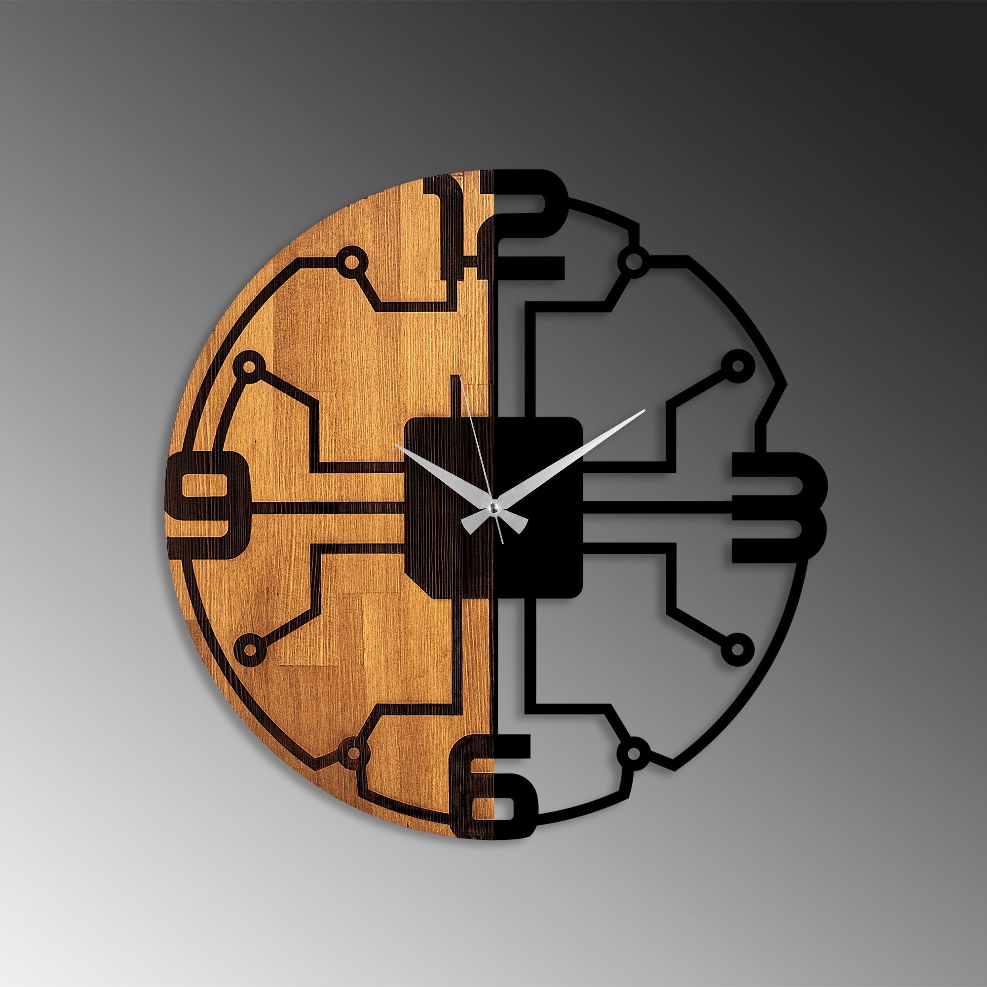 100% Wanduhr Wanduhren, Wallity TNL1161,Schwarz, Holz