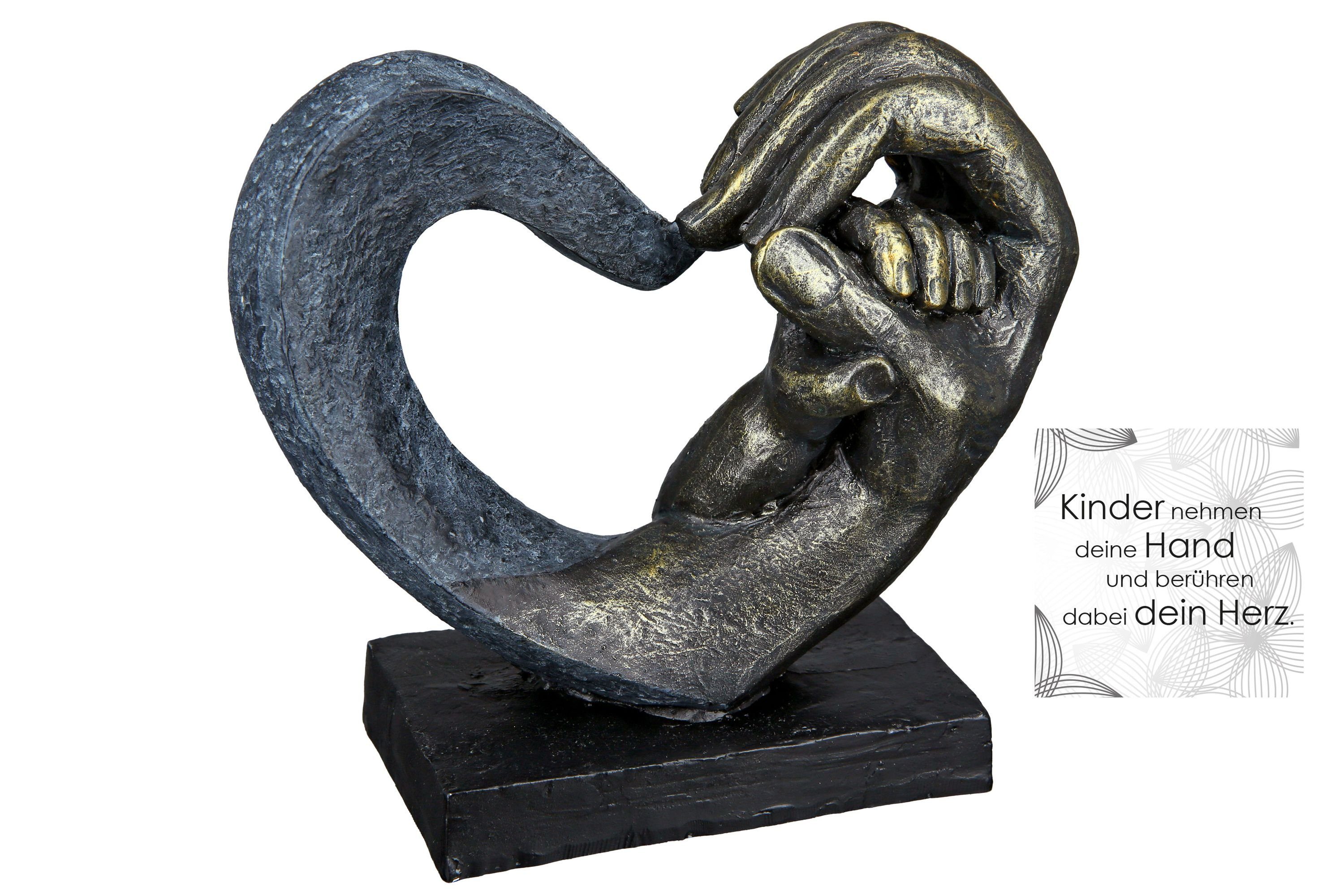 H. of Dekofigur Love GILDE B.16cm Skulptur H.14cm x 16cm, bronze-grau Hands x 14cm x Maße: - - GILDE B.