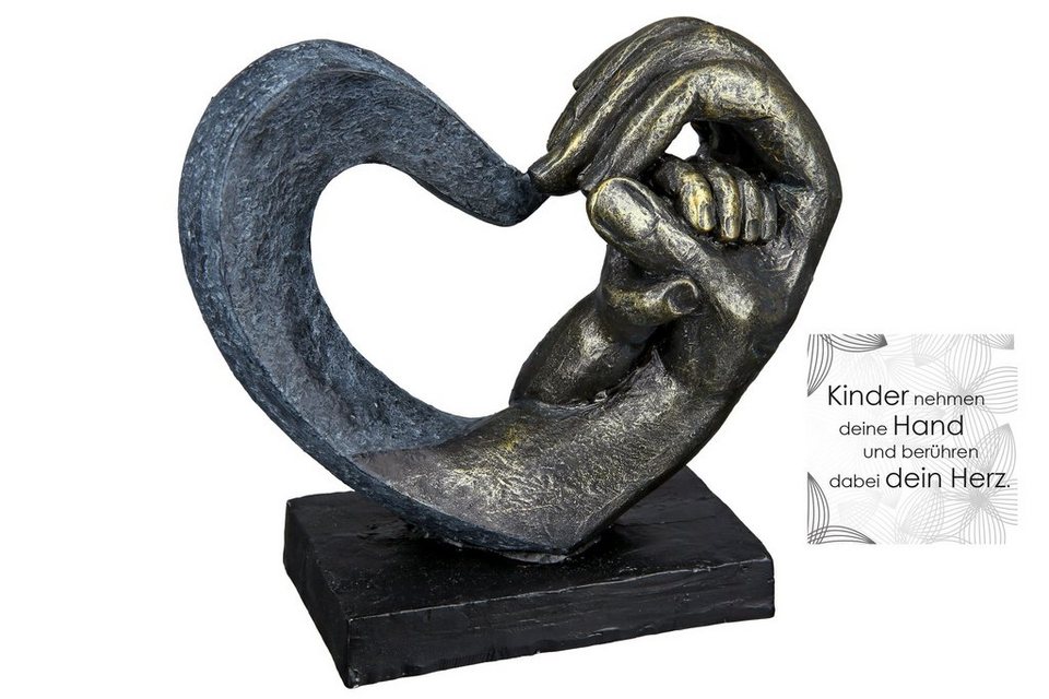 GILDE Dekofigur GILDE Skulptur Hands of Love - bronze-grau - H. 14cm x B.  16cm, Maße: H.14cm x B.16cm x