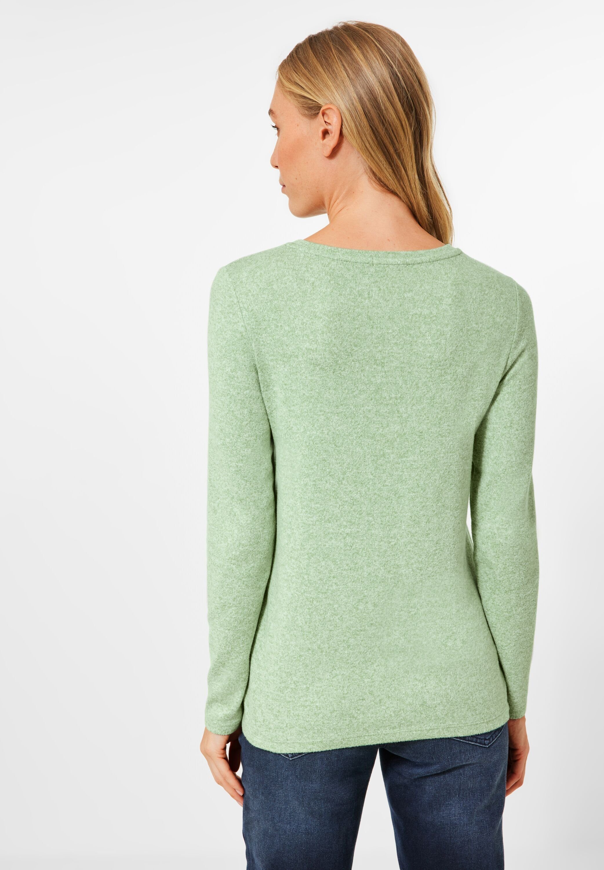 melange Rundhalsshirt mit green salvia Cecil Pailletten