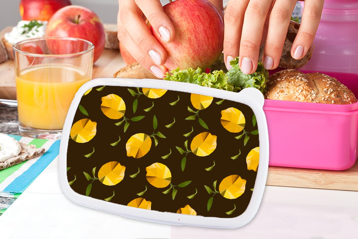 Muster rosa Lunchbox Obst Erwachsene, - Kinder, Origami, (2-tlg), - Snackbox, Kunststoff Mädchen, für MuchoWow - Zitrone Brotbox Brotdose Kunststoff,