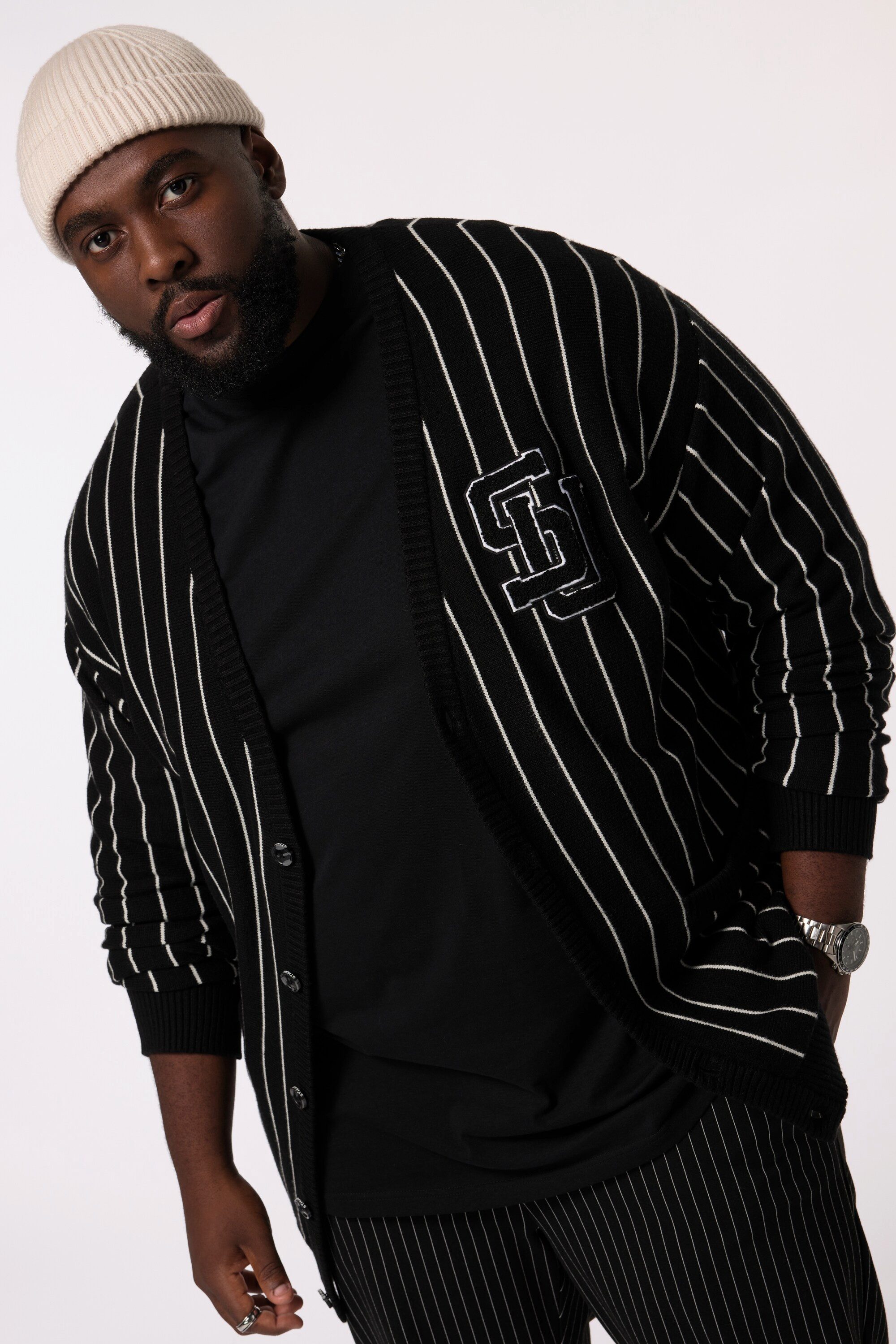 STHUGE Poloshirt STHUGE Strickjacke Nadelstreifen V-Auschnitt günstig online kaufen