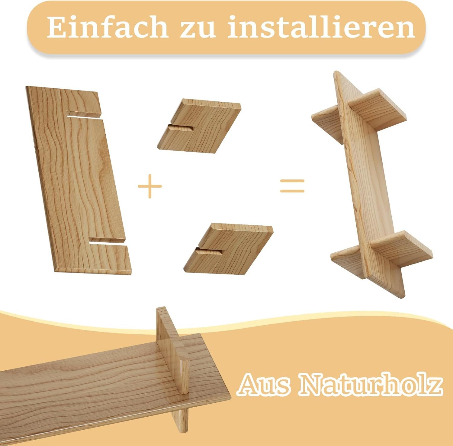 Holz Lichter Wandregal Wandregal 3er-Set Holz – Schweberegal, Wandboard bra günstig online kaufen