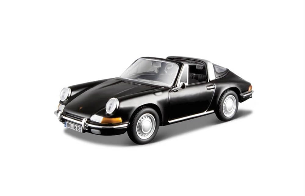 Bburago Modellauto Porsche 911 1967 (schwarz), Maßstab 1:32, Originalgetreue Innenausstattung