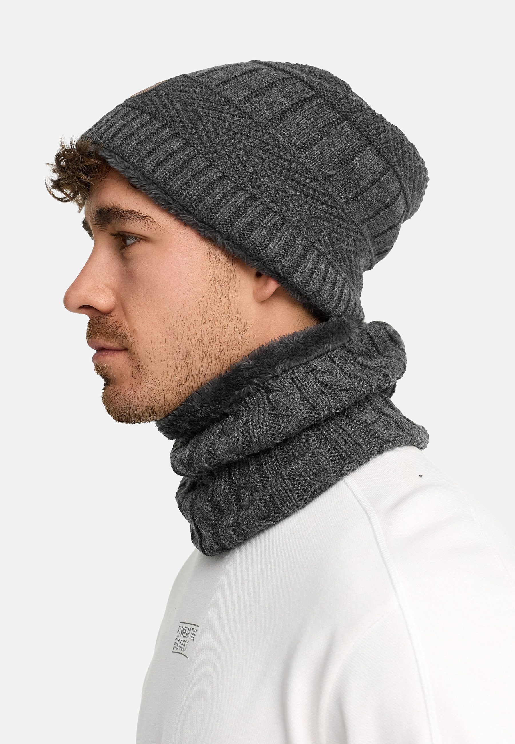 Indicode Strickmütze Herren Siracusa Strickmütze Herrenmütze Set (2-St) Set aus Mütze & Schal