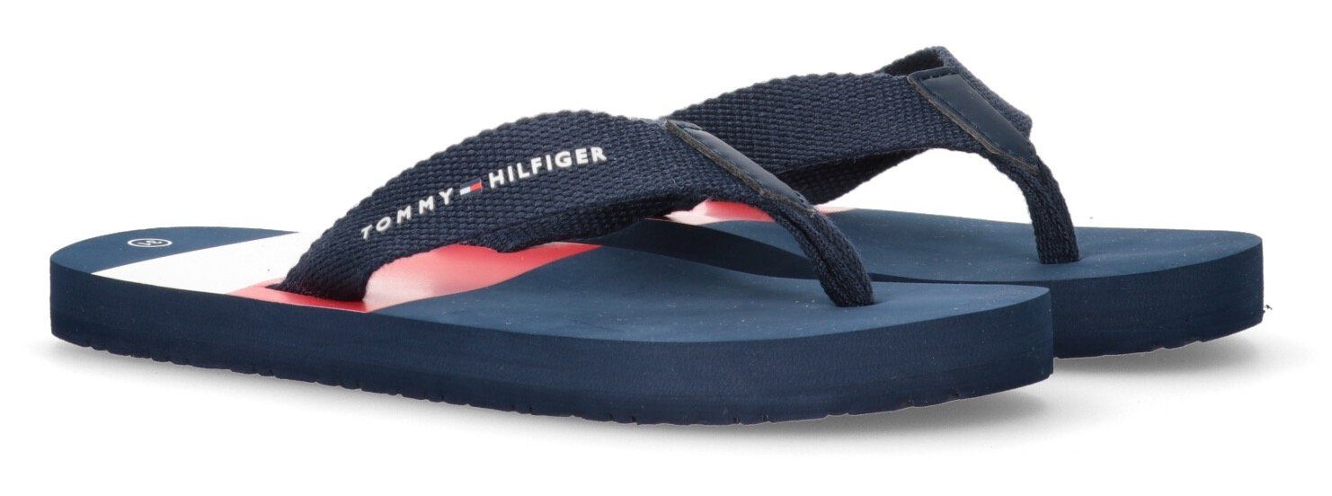 Tommy Hilfiger STRIPES Zehentrenner, Sommerschuh, Schlappen, Badeschuh, Poolslides mit Logoaufdruck