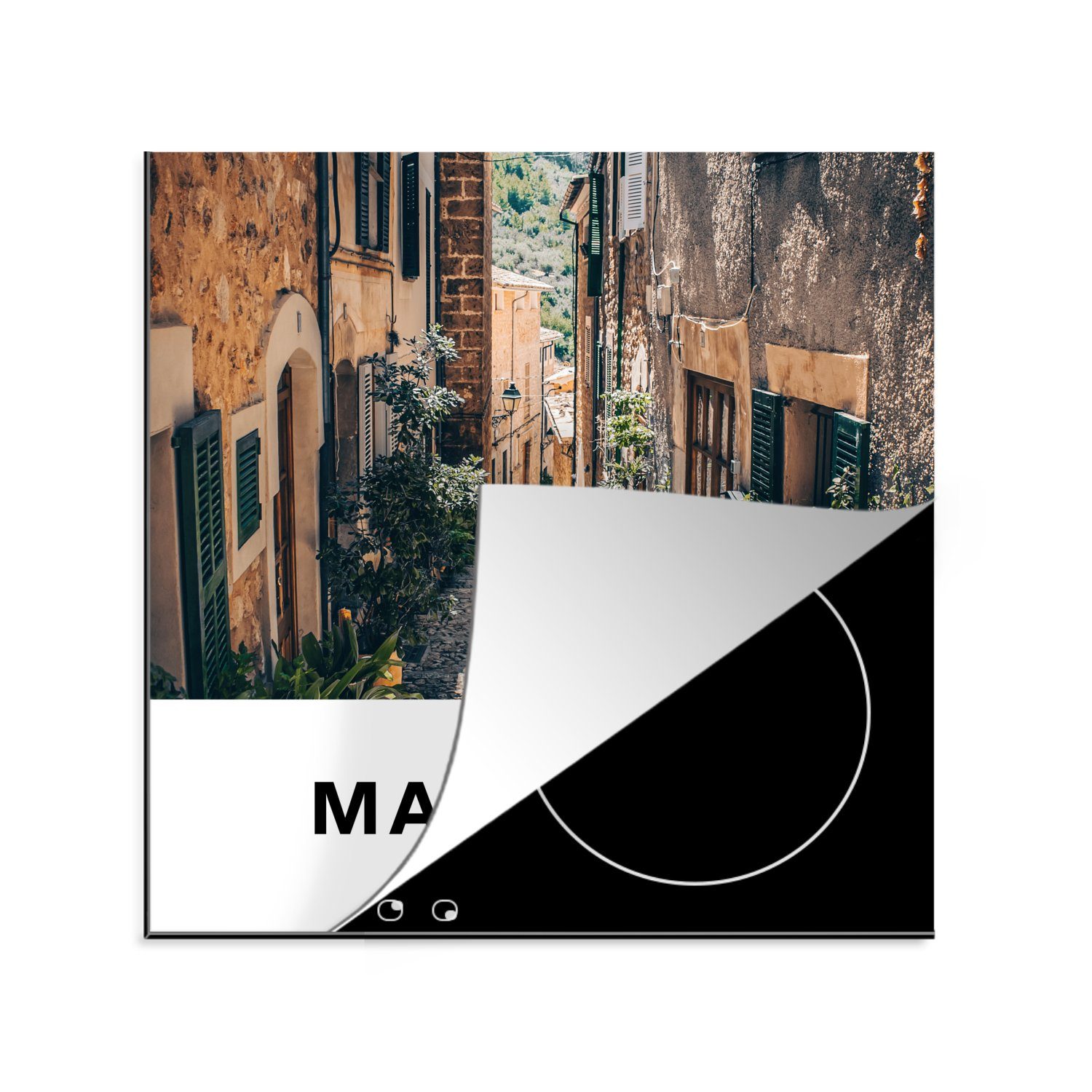 (1 Arbeitsplatte 78x78 Spanien tlg), MuchoWow Mallorca cm, - Ceranfeldabdeckung, Vinyl, für Herdblende-/Abdeckplatte - Haus, küche