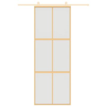 vidaXL Zimmertür Schiebetür Golden 76x205 cm Matt ESG-Glas und Aluminium Zimmertür Inne