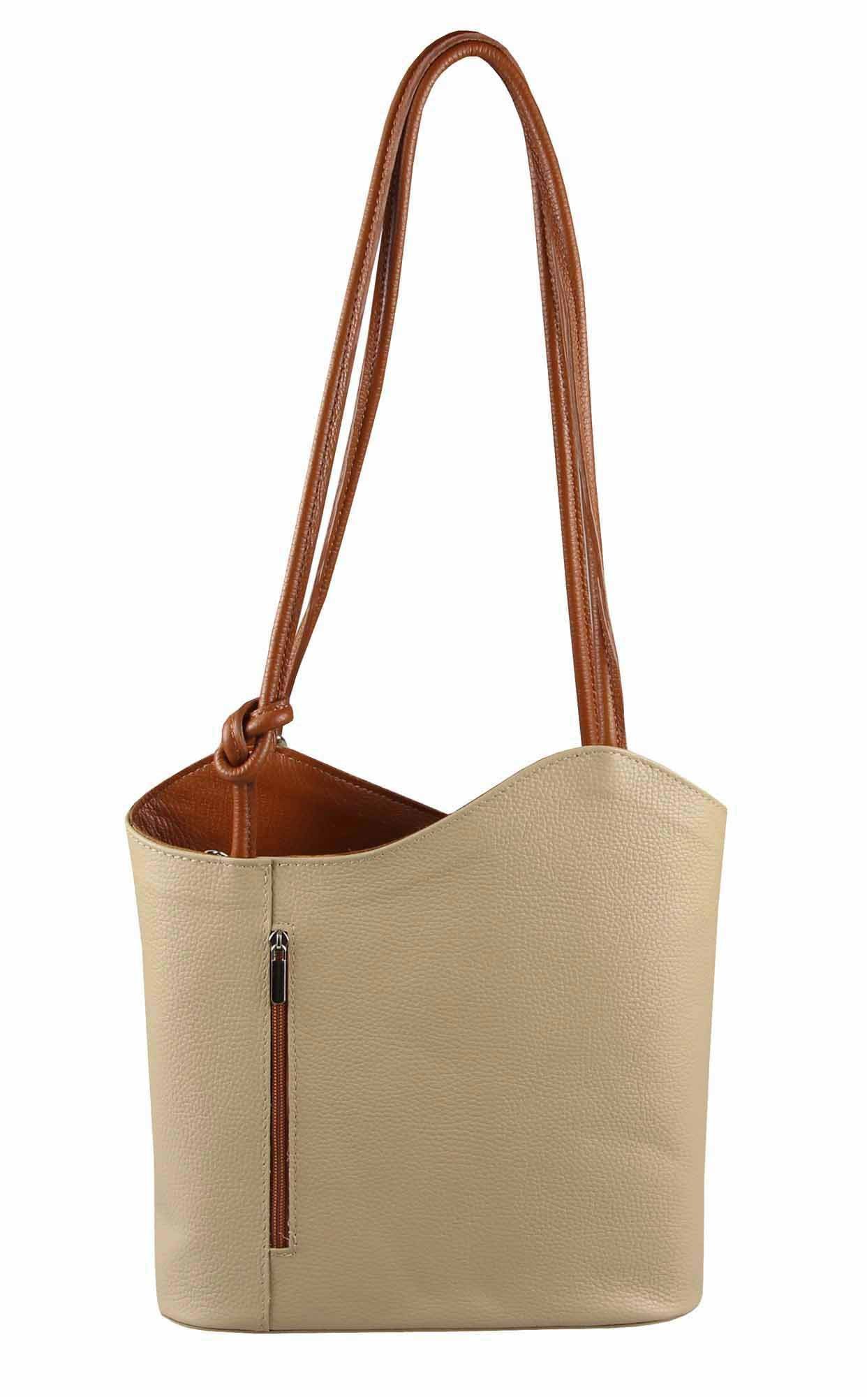 ITALYSHOP24 Rucksack Made in Italy Damen Leder Tasche RUCKSACK Schultertasche Shopper Reise, Handtasche Ledertasche Backpack Umhängetasche Urlaub CityRucksack