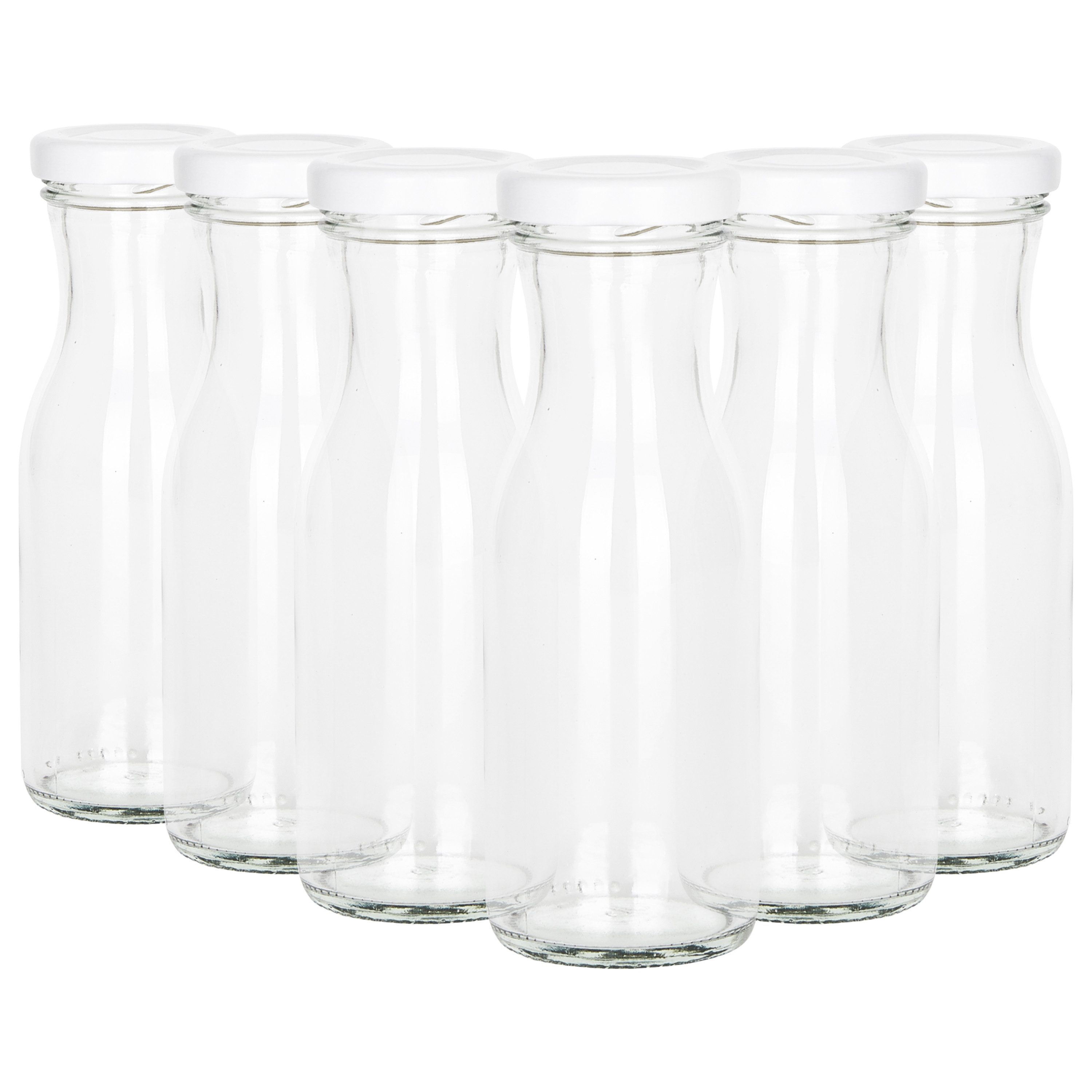 MamboCat Karaffe 6er Set Weithalsflasche Karaffe 150 ml + To 43 Deckel weiß – Bild 2 von 5